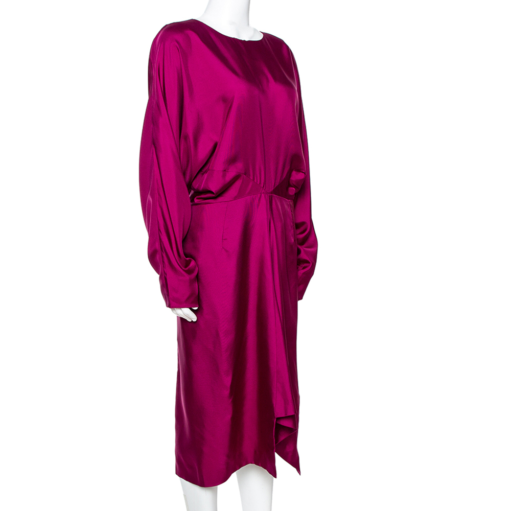 

Yves Saint Laurent Magenta Silk Draped Dress, Pink