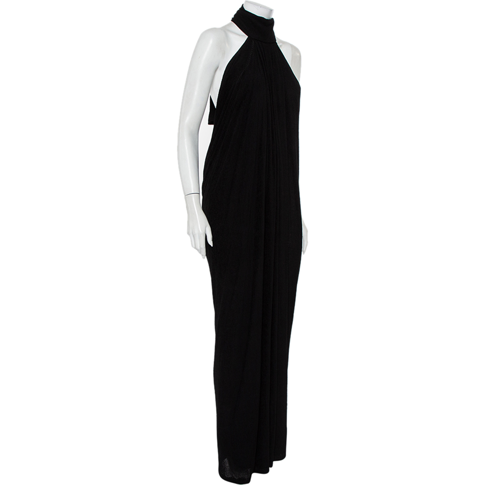

Yves Saint Laurent Black Terry Halter neck Maxi Dress