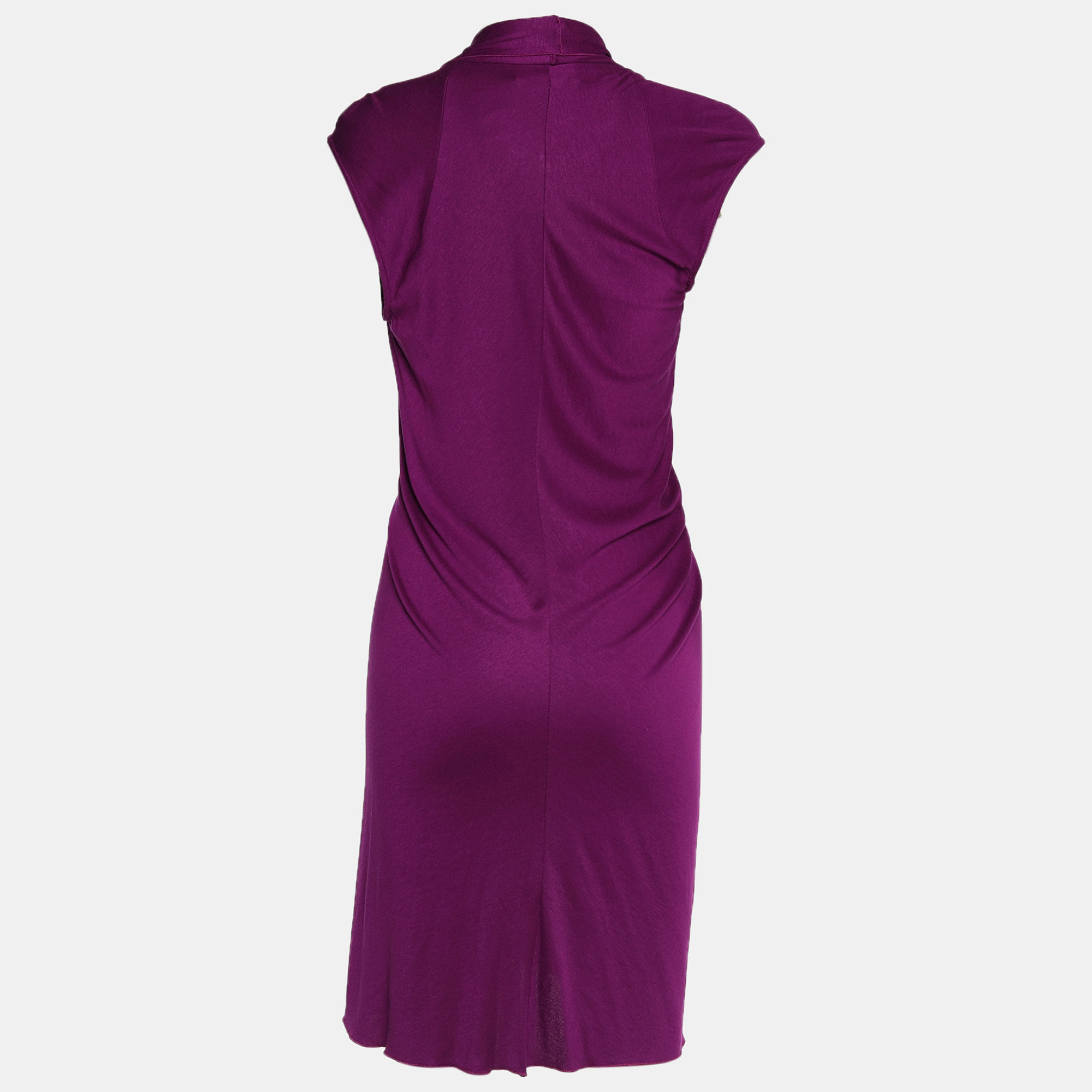 

Yves Saint Laurent Purple Jersey Knit Sleeveless Draped Dress