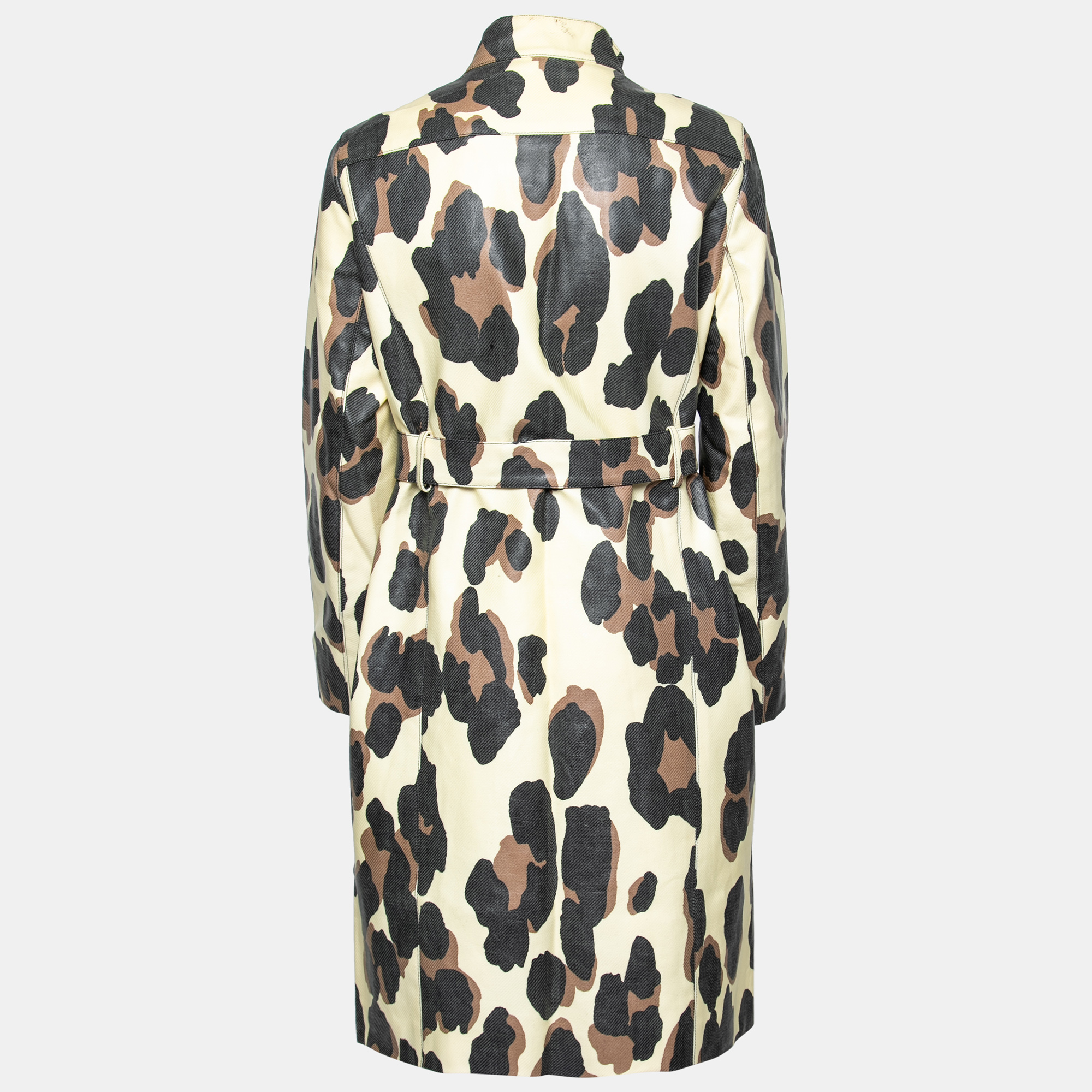 

Yves Saint Laurent Beige Animal Printed Cotton Belted Coat