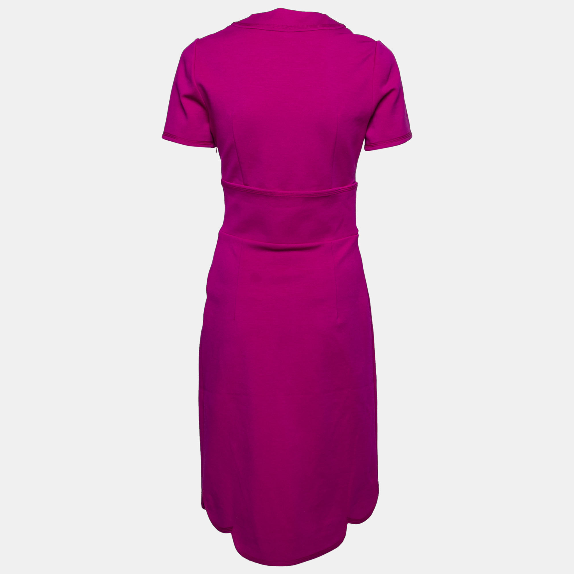 

Yves Saint Laurent Purple Wool V-Neck Scalloped Hem Dress