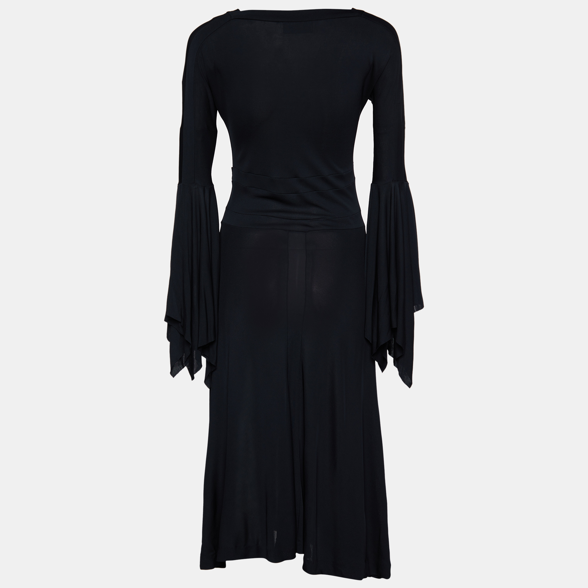 

Yves Saint Laurent Black Jersey Bell Sleeve Midi Dress