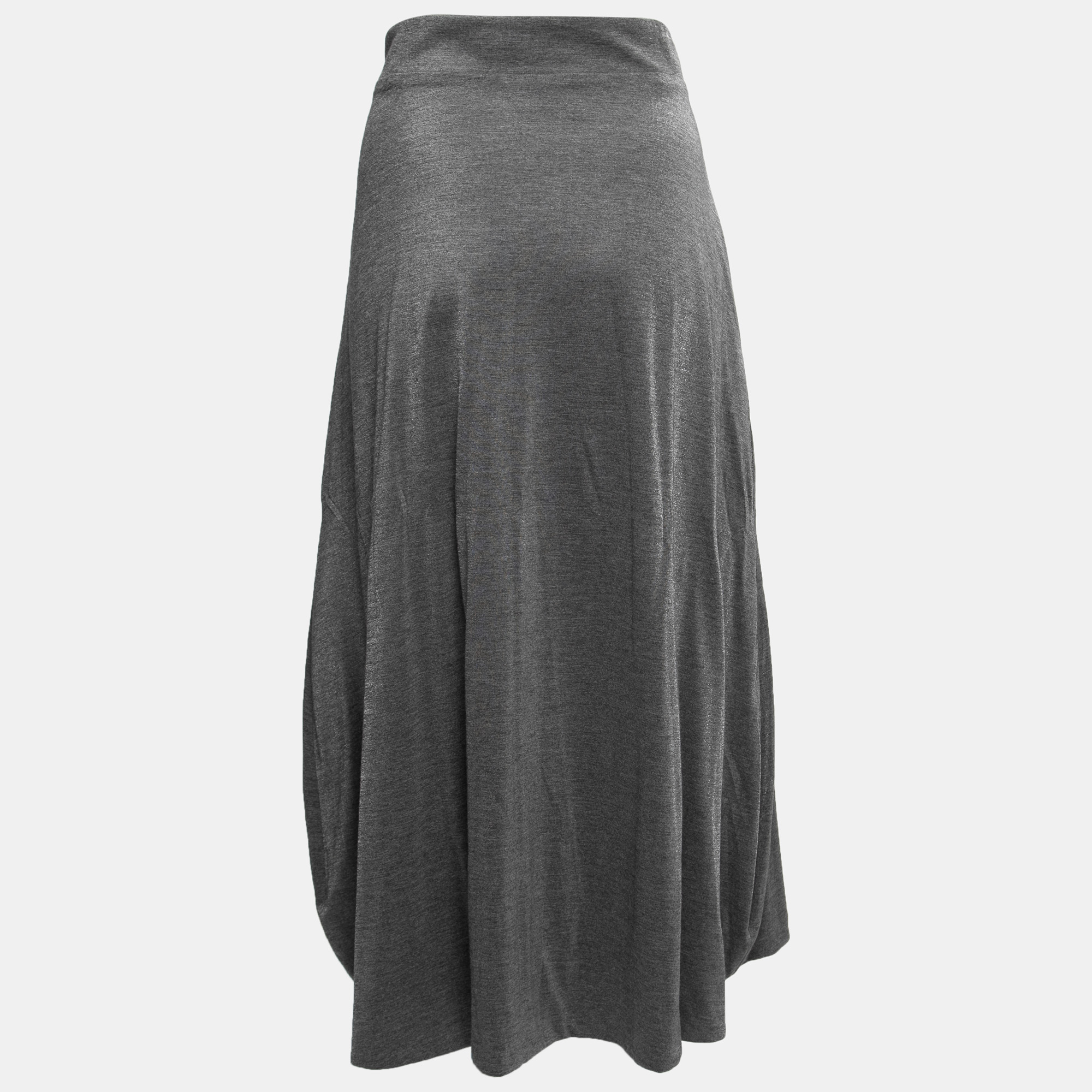 

Yvest Saint Laurent Grey Shiny Jersey Midi Skirt