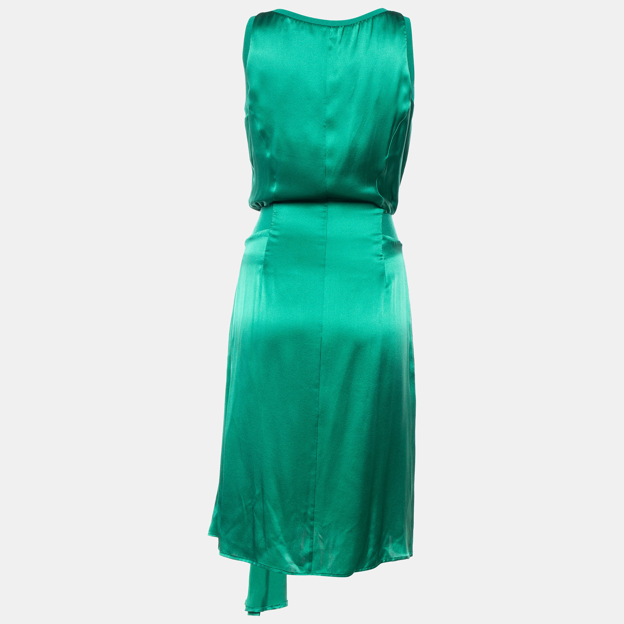 

Yves Saint Laurent Green Satin Silk Sleeveless Midi Dress