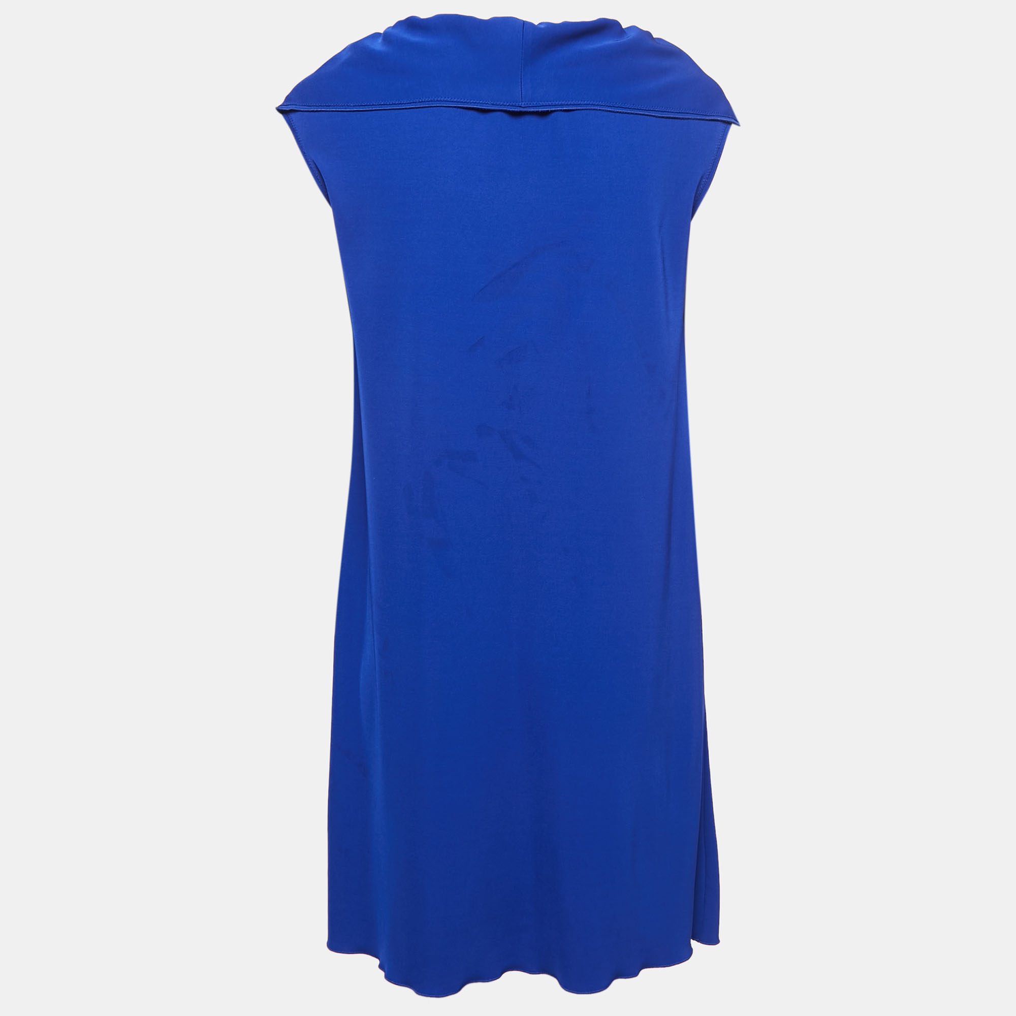 

Yves Saint Laurent Blue Jersey Cowl Neck Short Dress