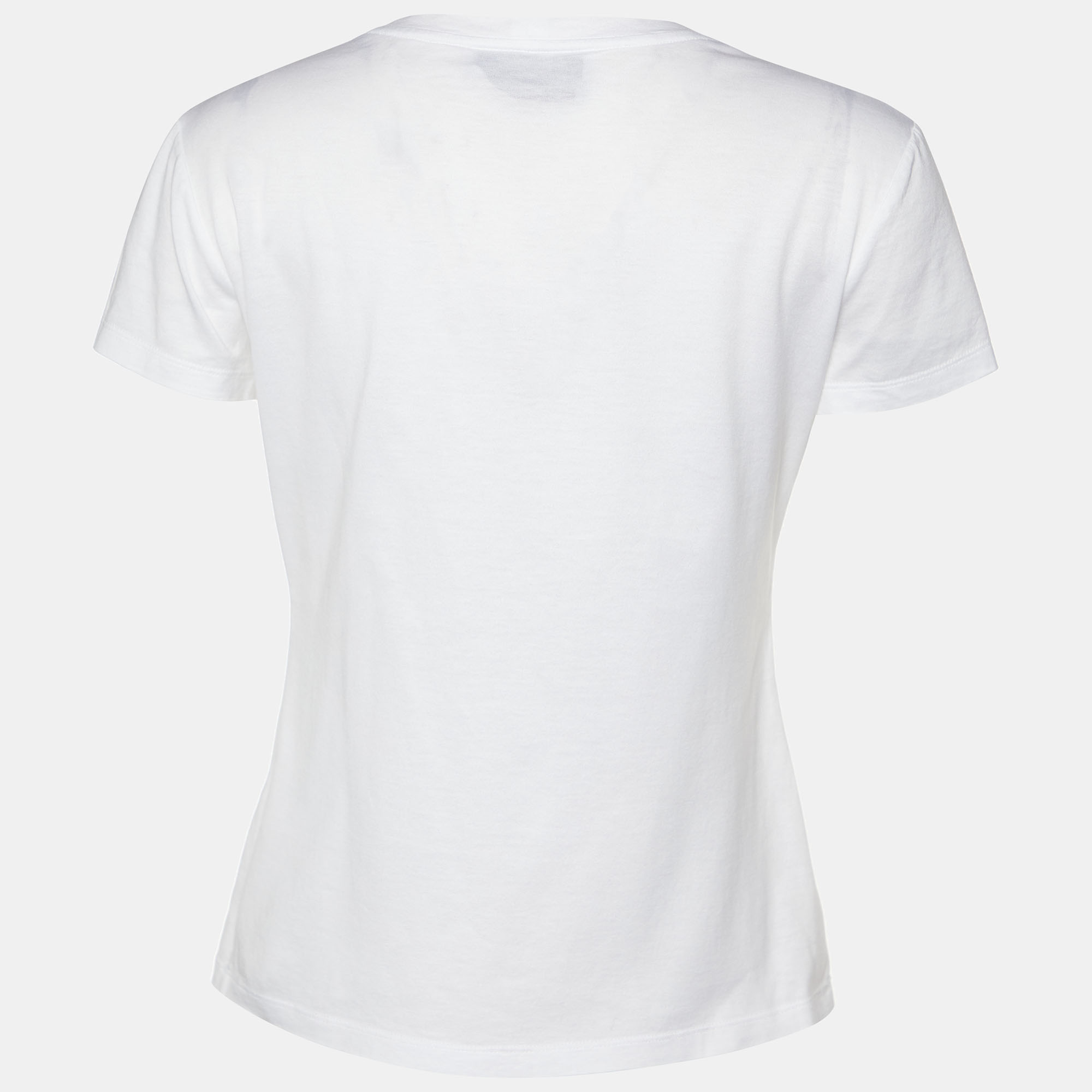 

Yves Saint Laurent Rive Gauche White Logo Printed Cotton T-Shirt
