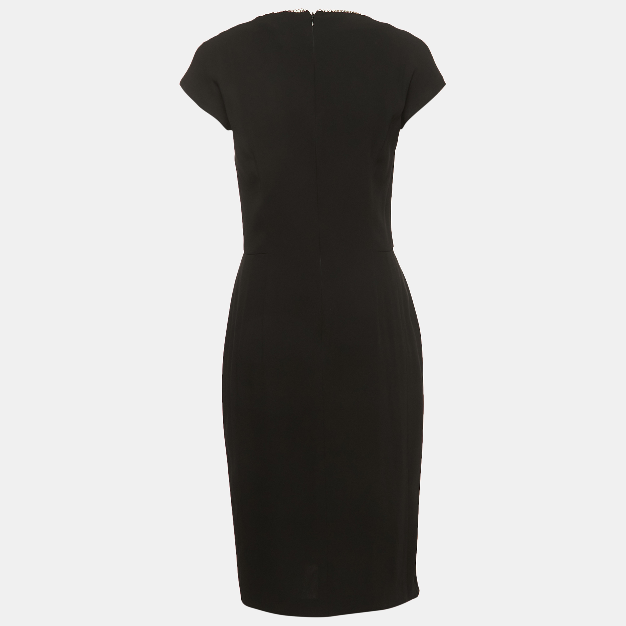 

Yves Saint Laurent Black Crepe Chain Neck Detailed Short Dress