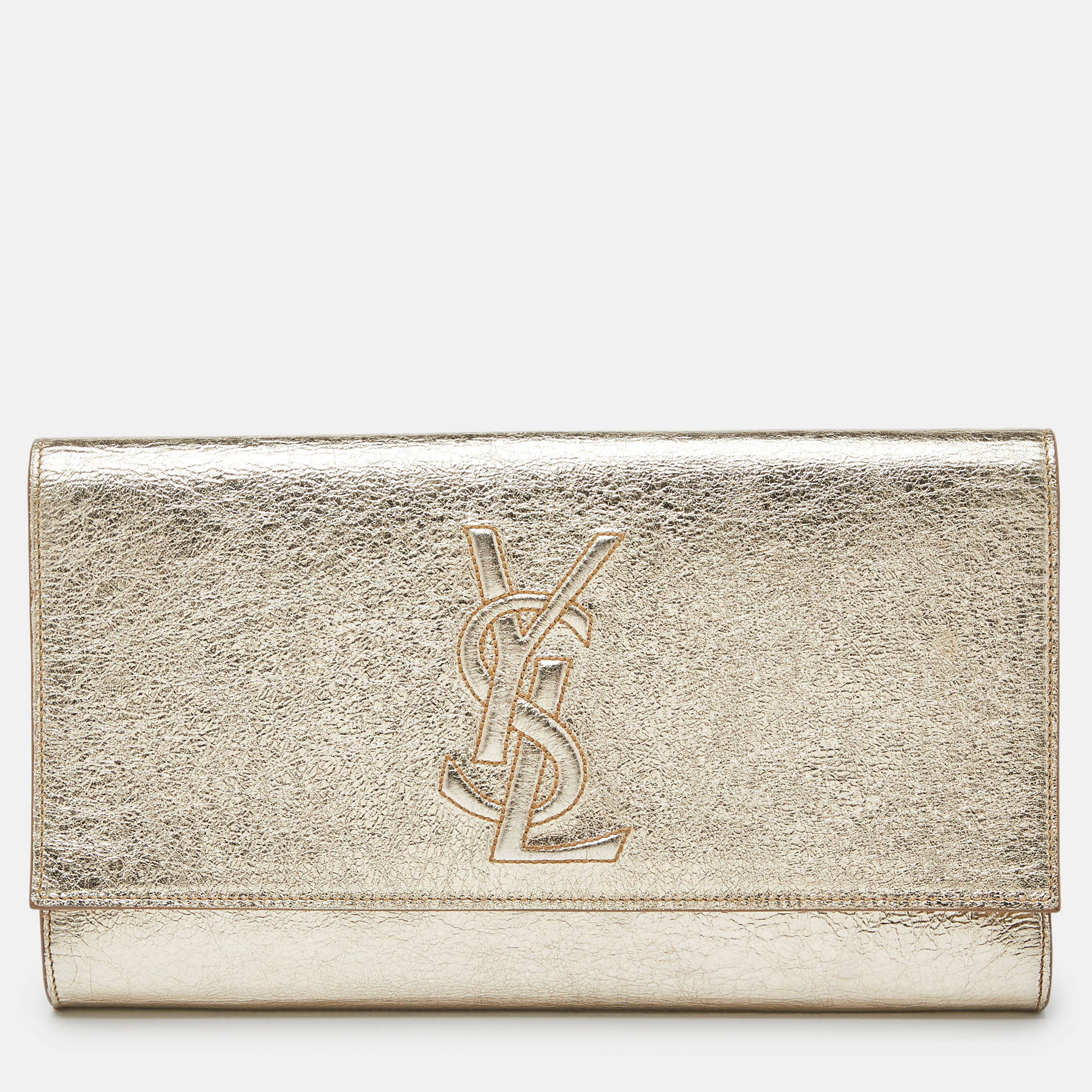 

Yves Saint Laurent Gold Leather Belle De Jour Flap Clutch