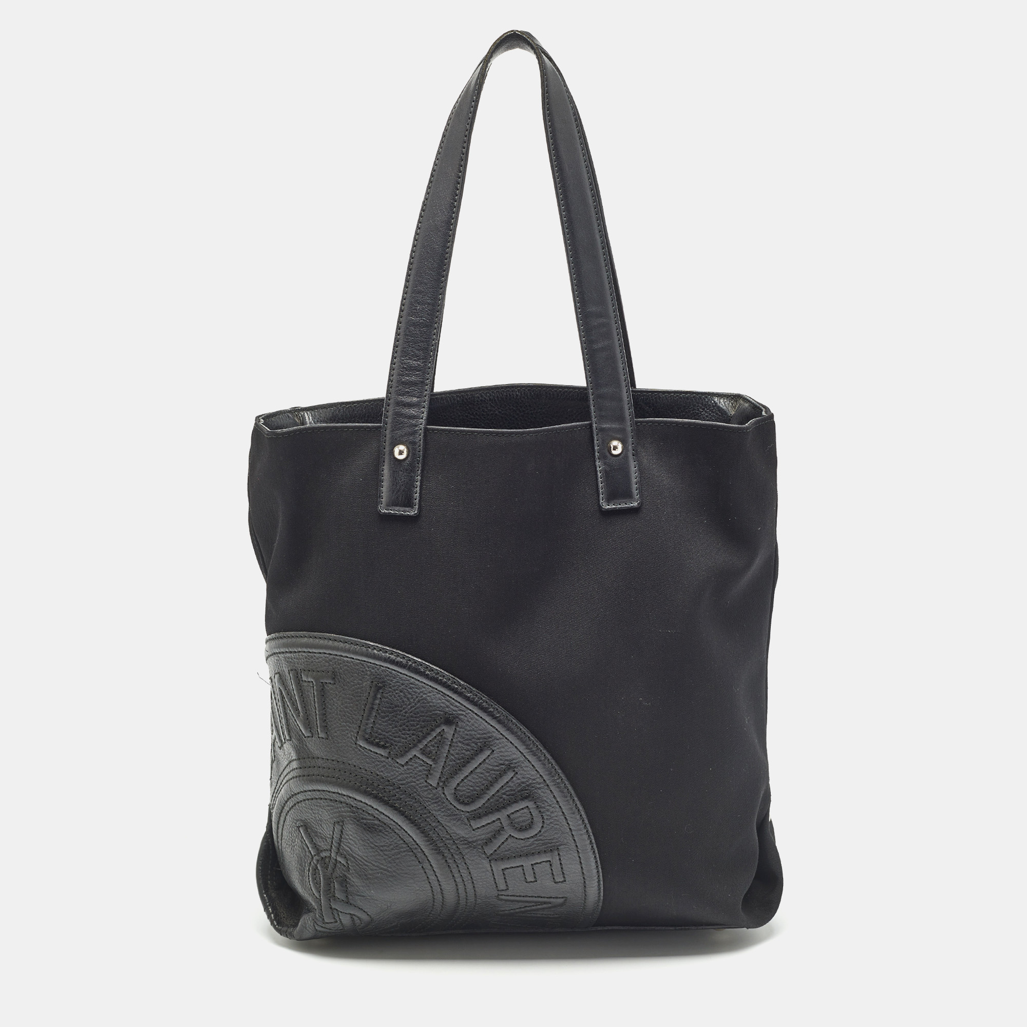 

Yves Saint Laurent Black Canvas and Leather Logo Patch Tote