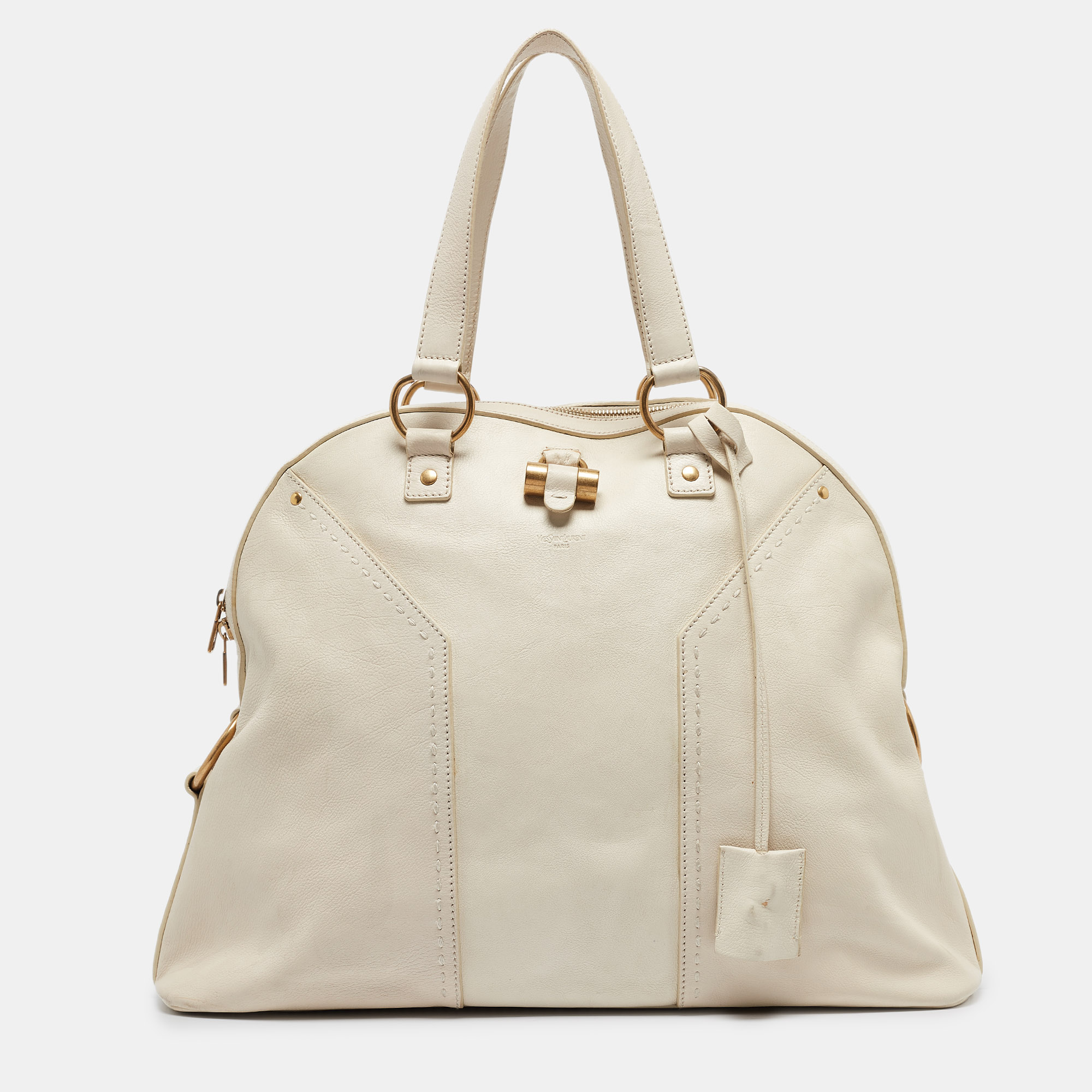 

Yves Saint Laurent White Leather Oversized Muse Bag