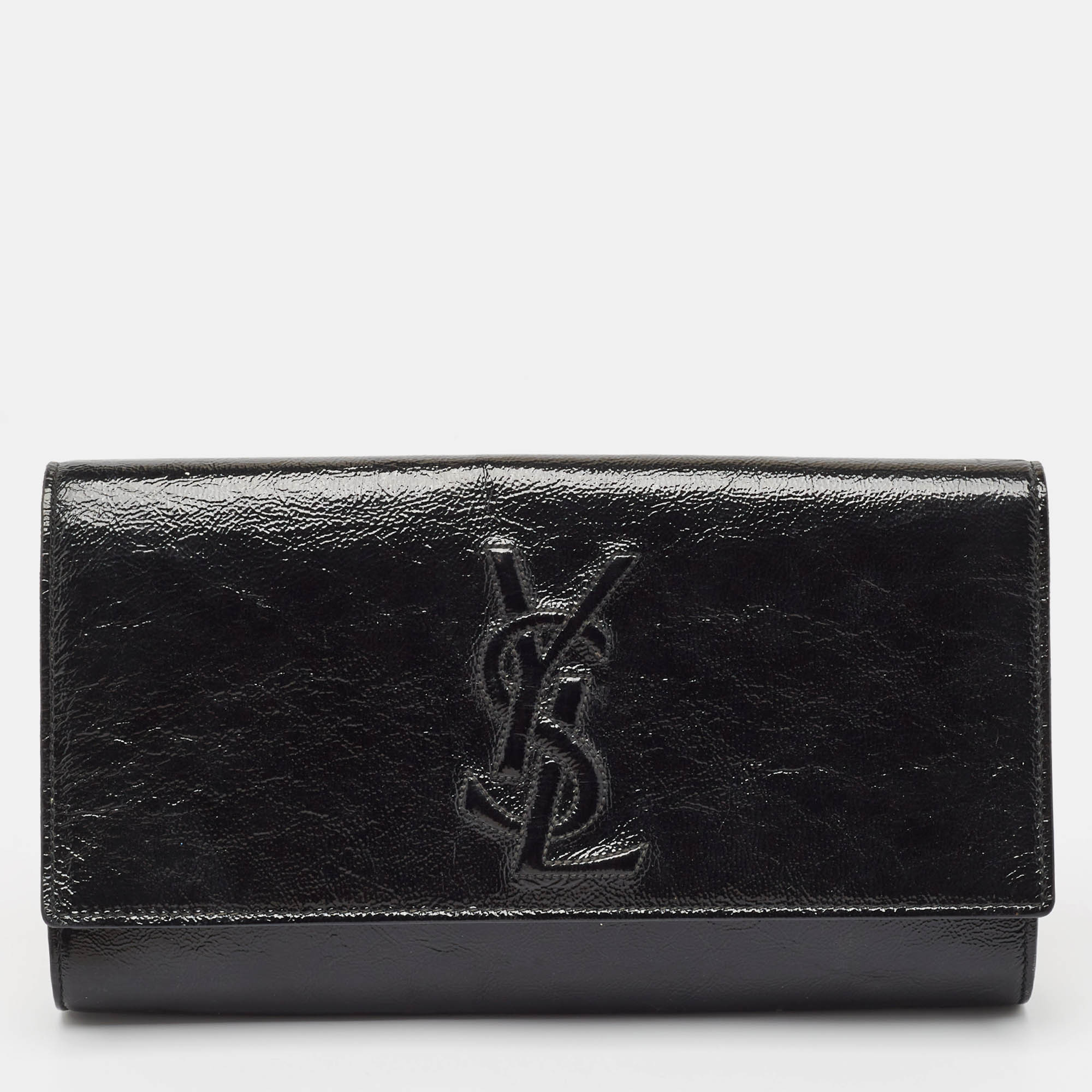 

Yves Saint Laurent Black Patent Leather Belle De Jour Flap Clutch