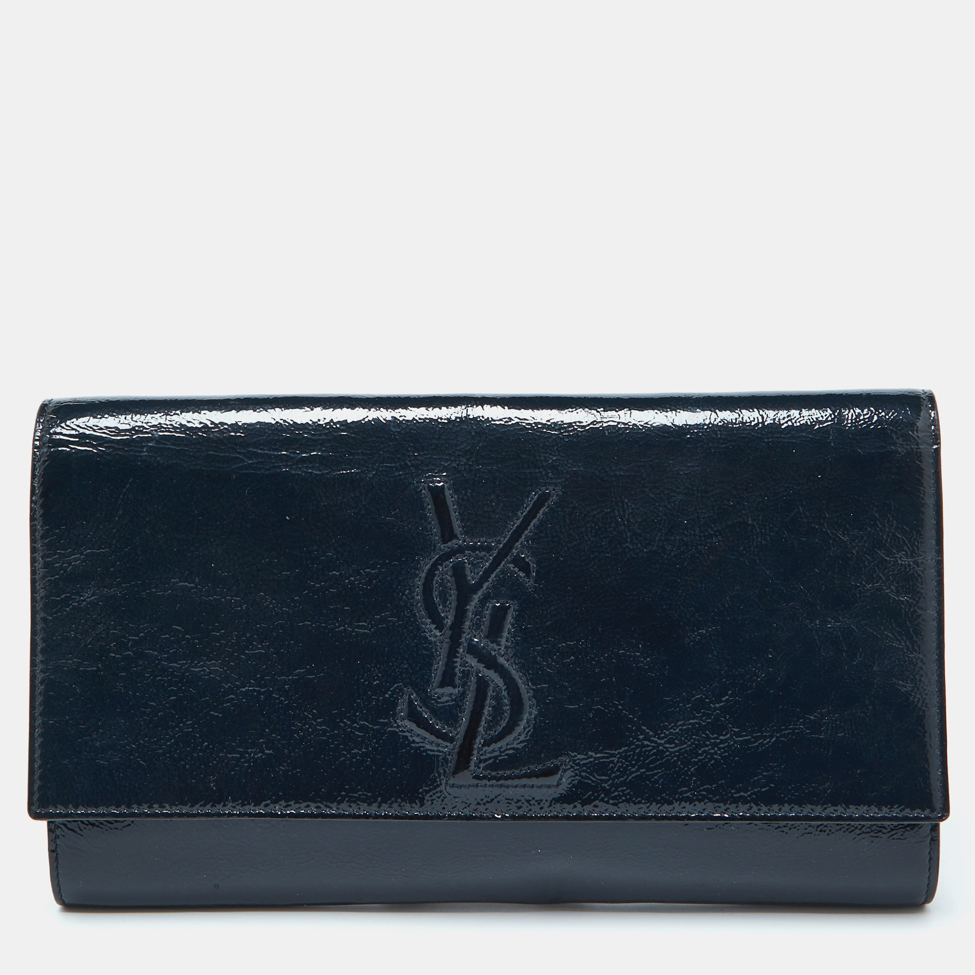 

Yves Saint Laurent Blue Patent Leather Belle De Jour Clutch