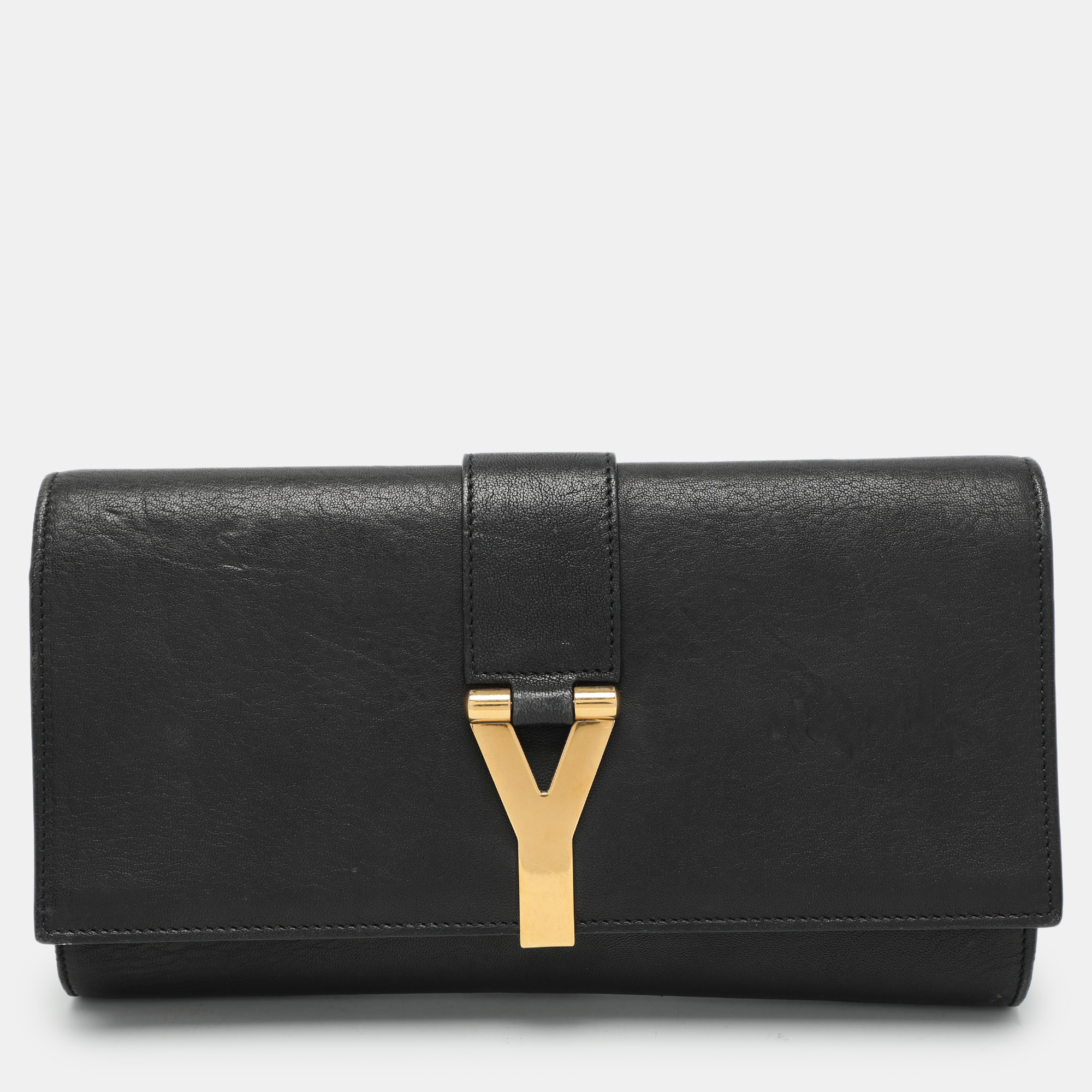 

Yves Saint Laurent Black Leather Y Line Clutch