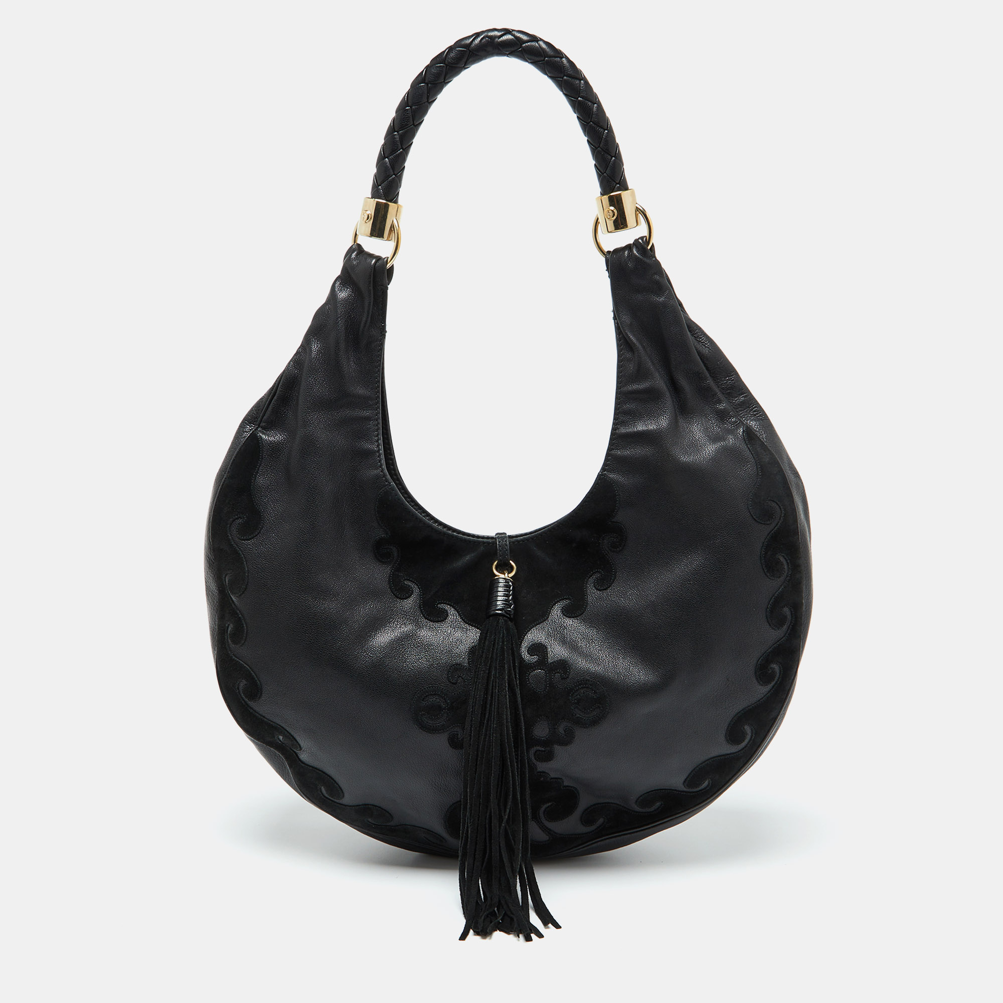 

Yves Saint Laurent Black Leather and Suede Hobo