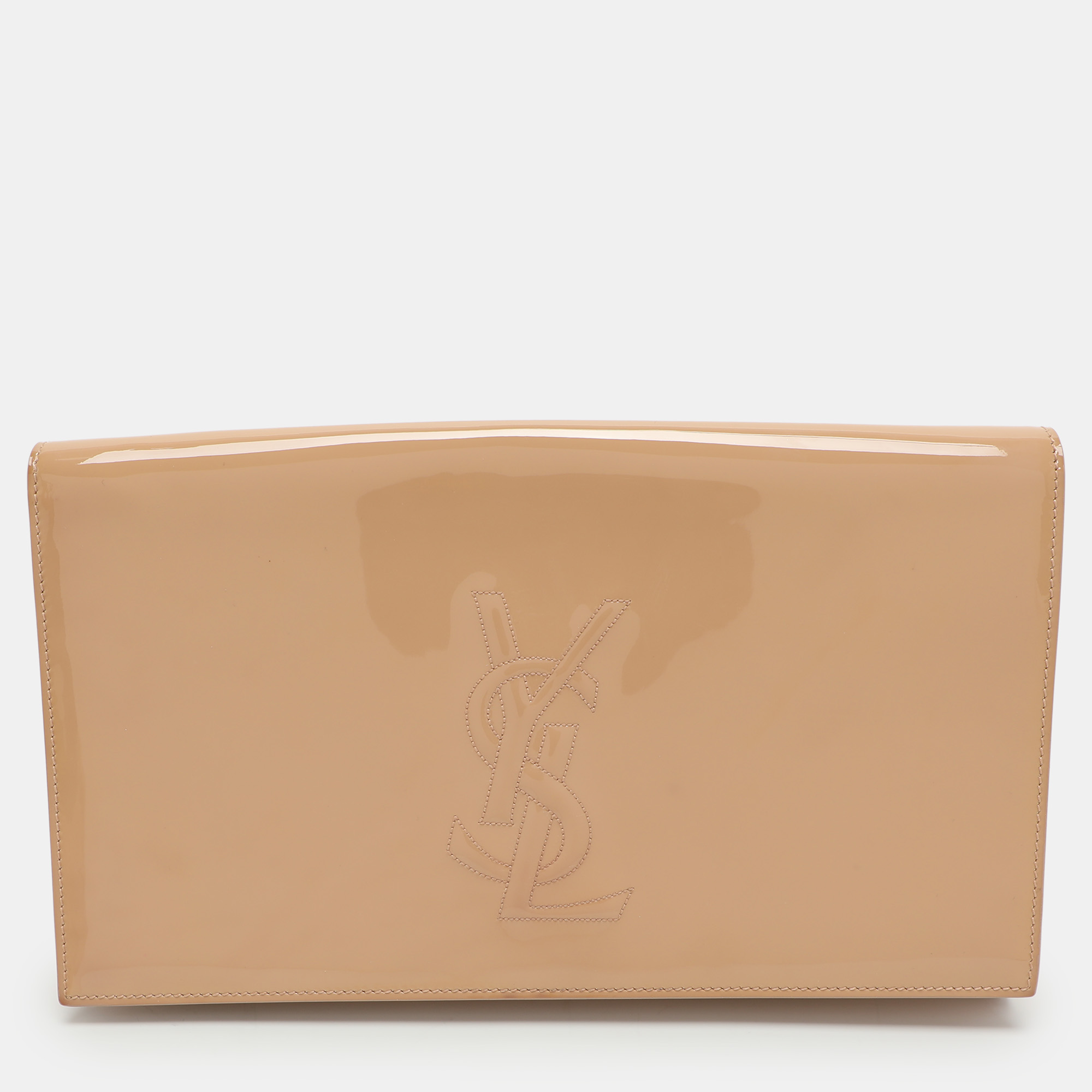 

Yves Saint Laurent Beige Patent Leather Belle De Jour Clutch