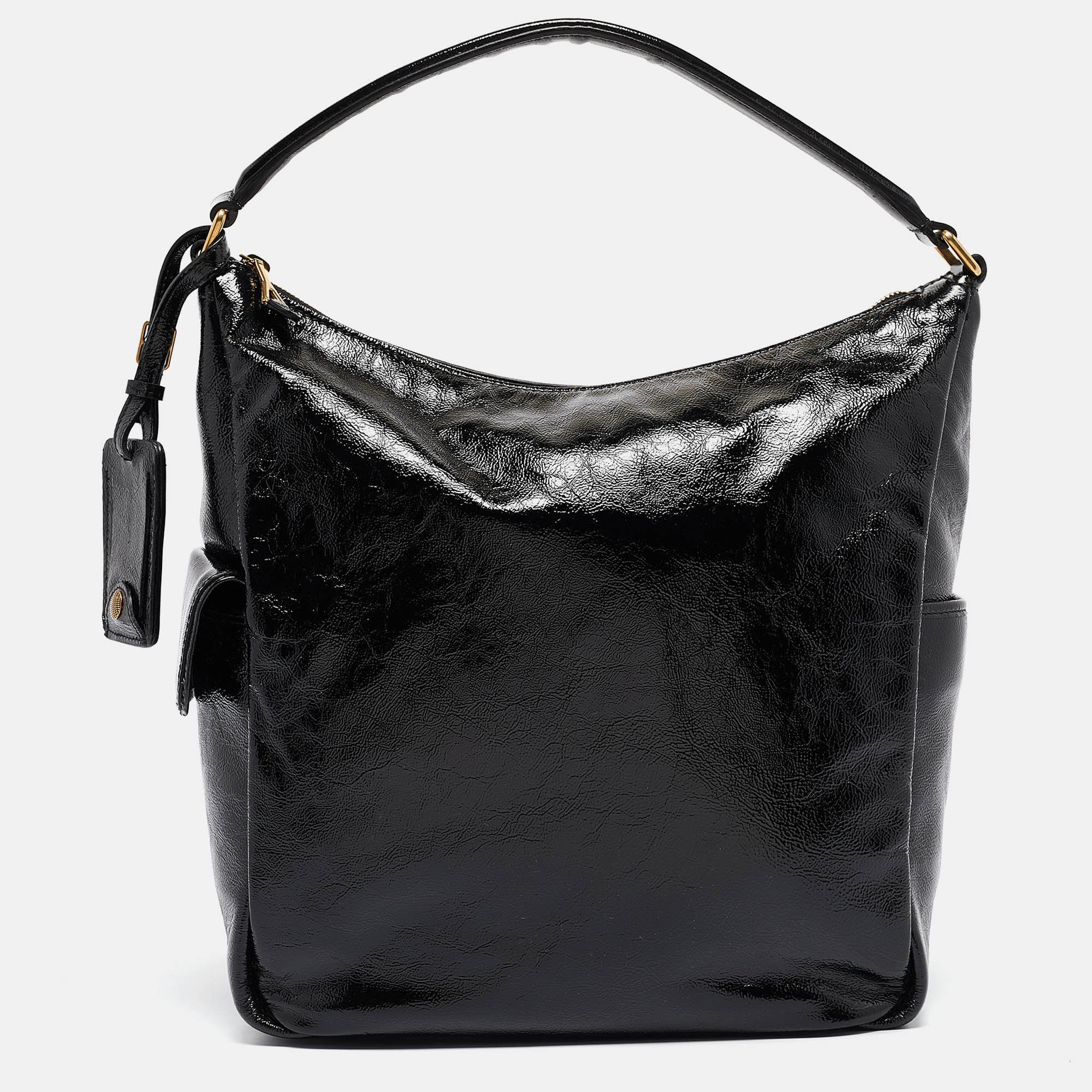 

Yves Saint Laurent Black Patent Leather Multy Hobo