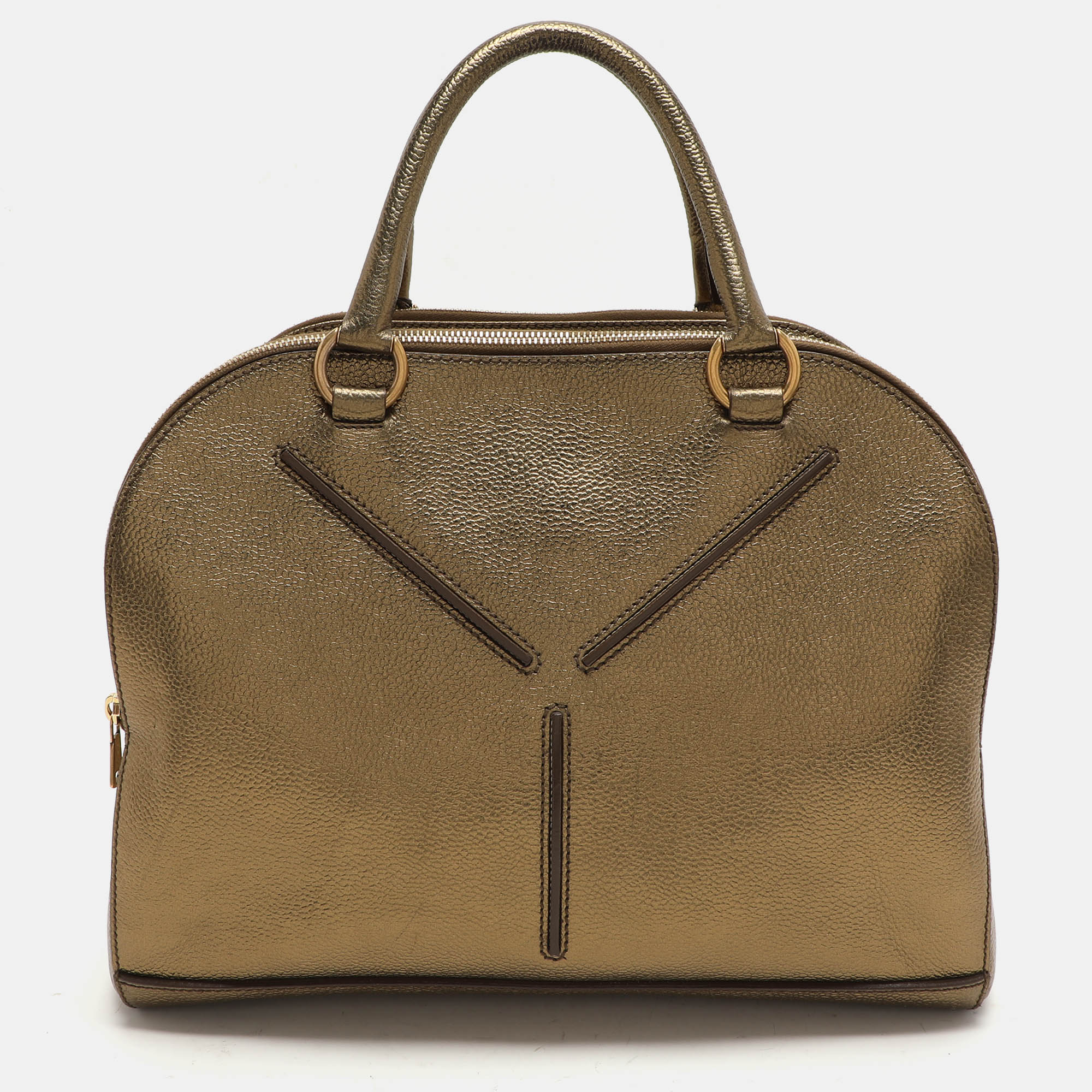 

Yves Saint Laurent Gold Leather Sac 32 Tote