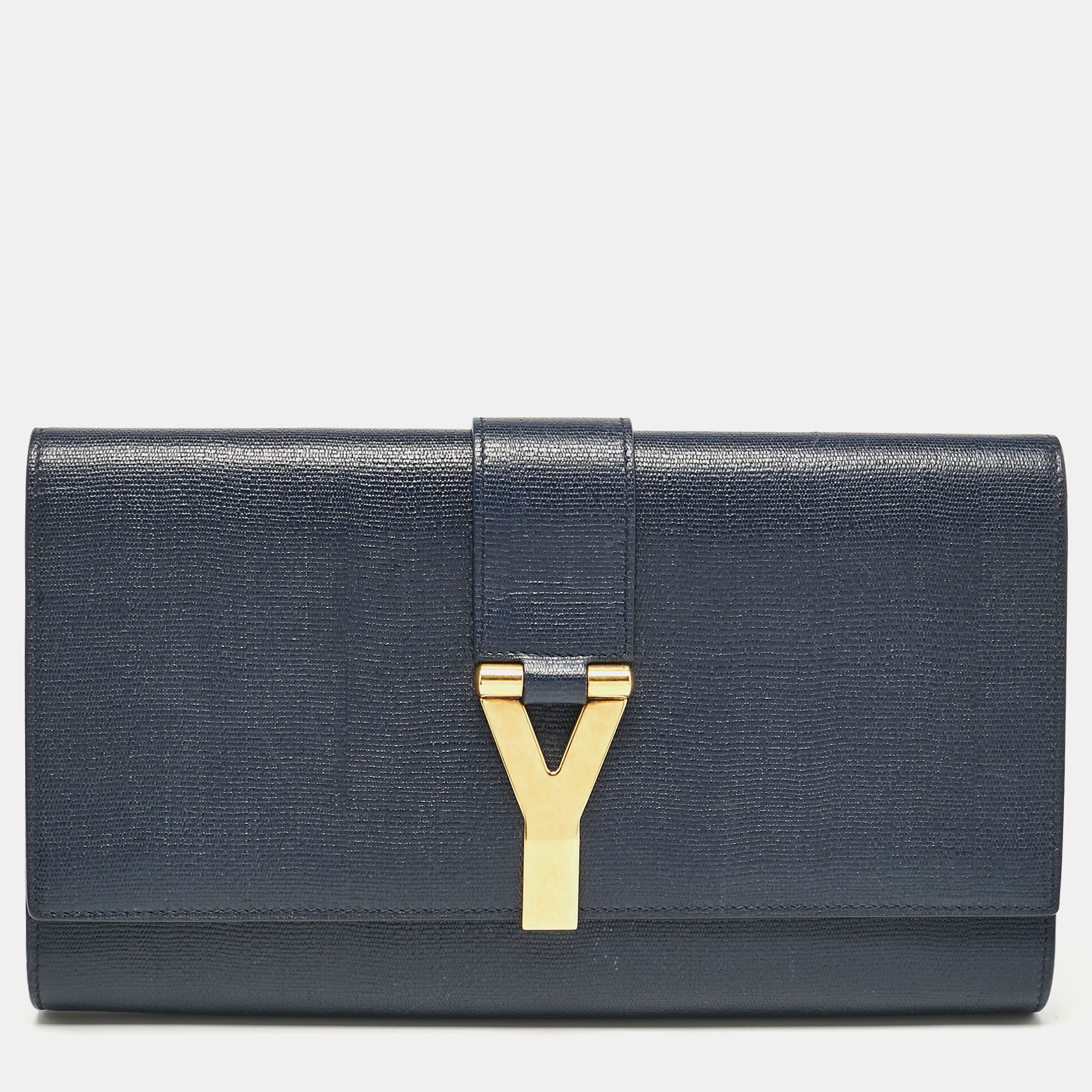 

Yves Saint Laurent Navy Blue Leather Ligne Y Clutch