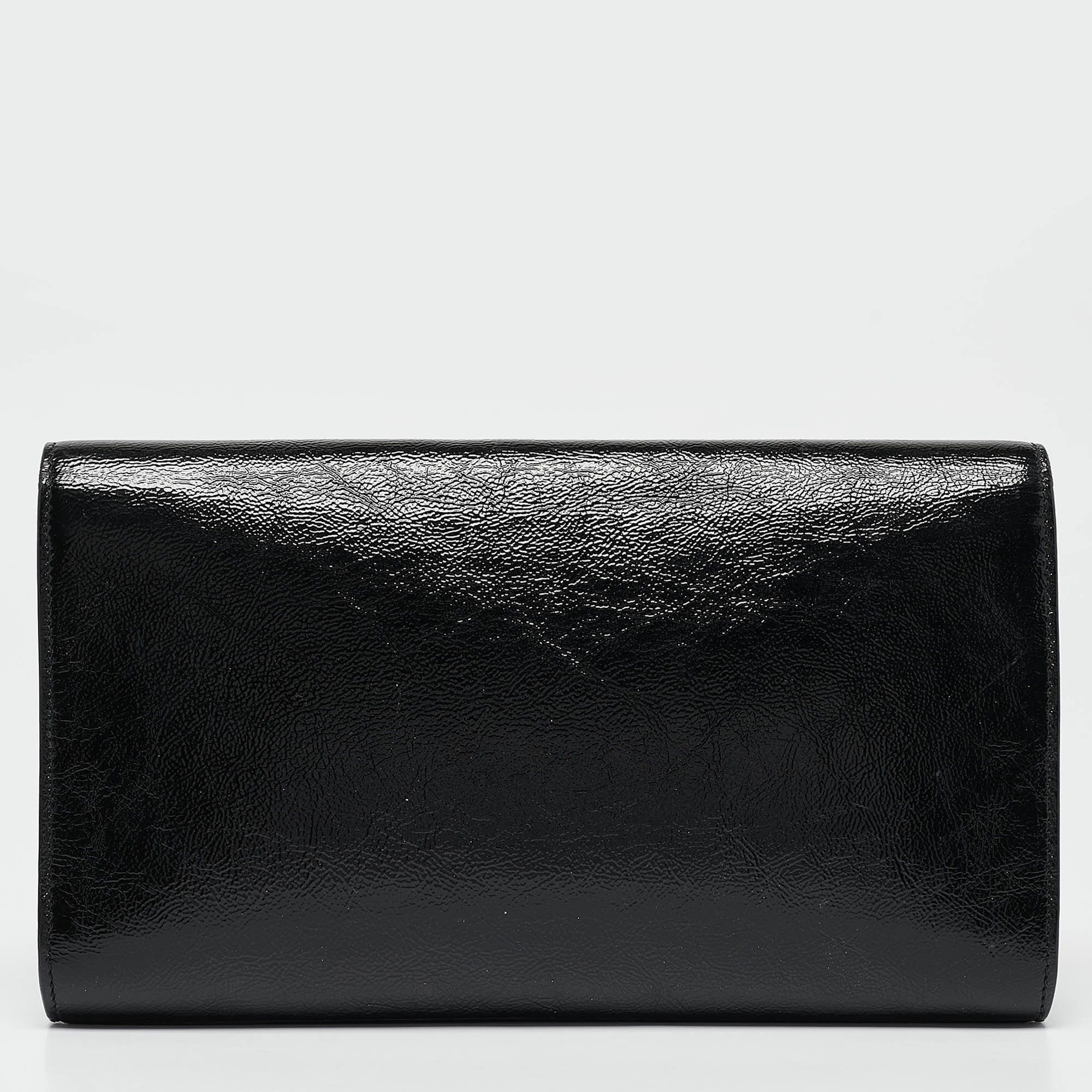Yves Saint Laurent Black Patent Leather Belle De Jour Clutch 