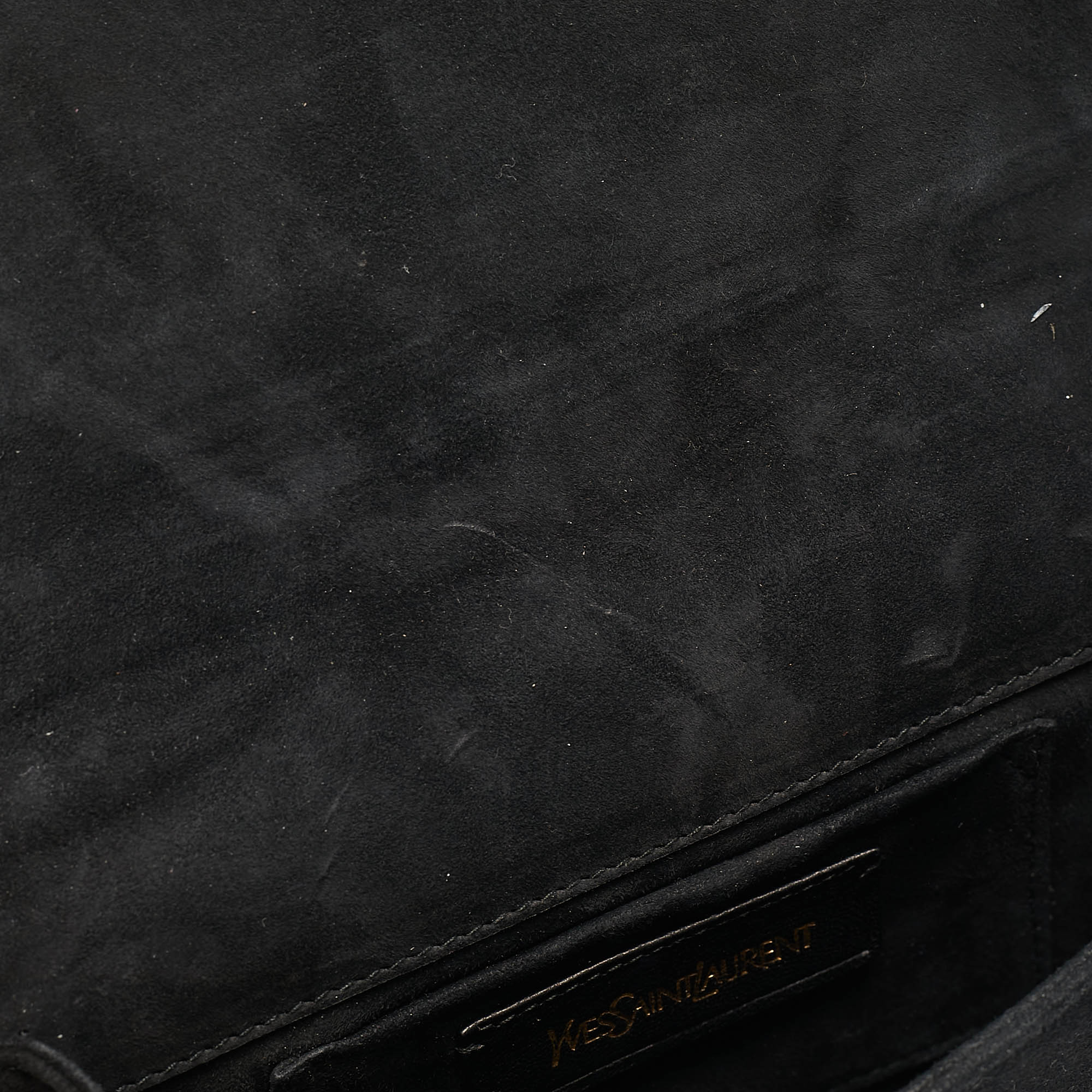 Yves Saint Laurent Black Suede Embroidered Tassel Clutch 