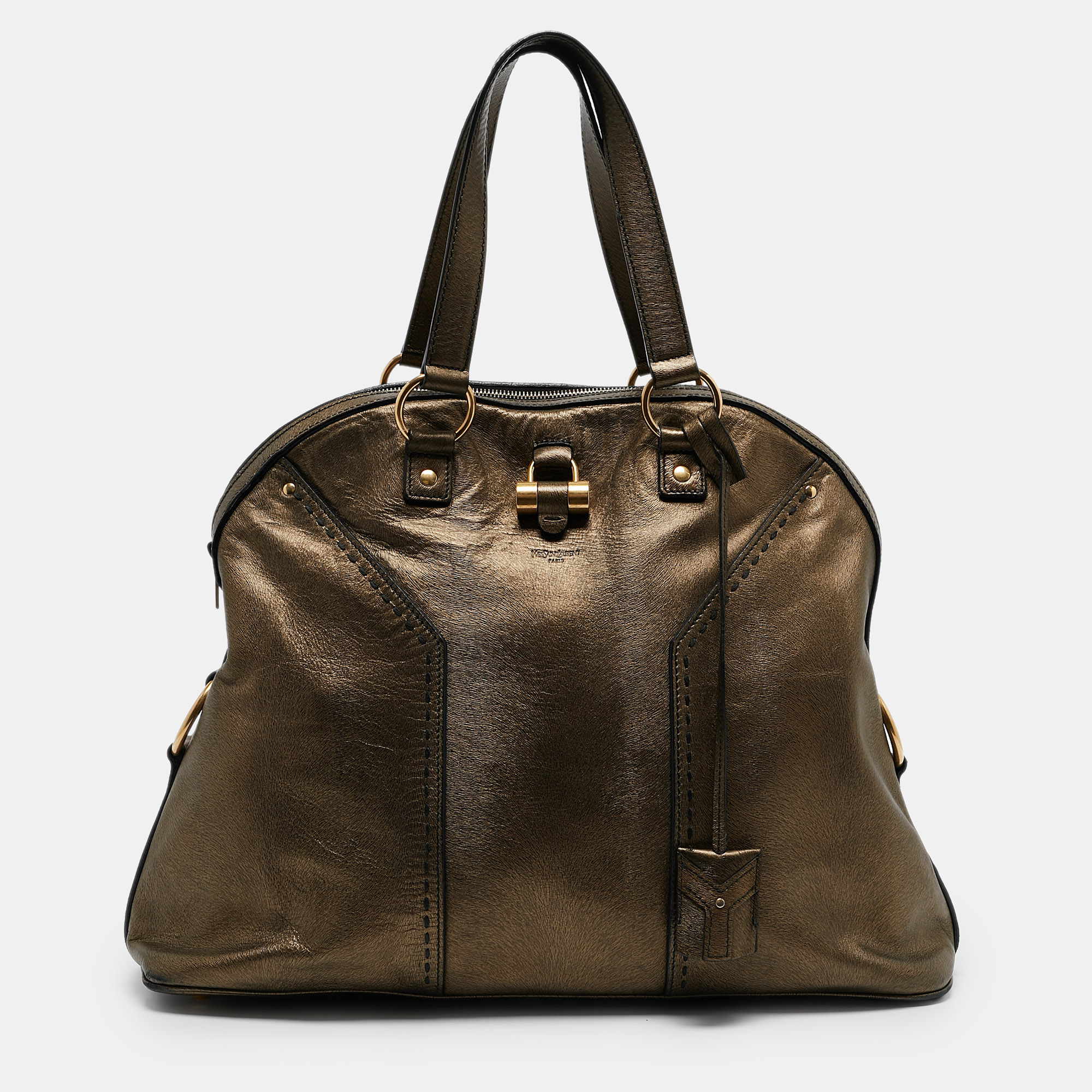 

Yves Saint Laurent Metallic Leather Oversized Muse Satchel