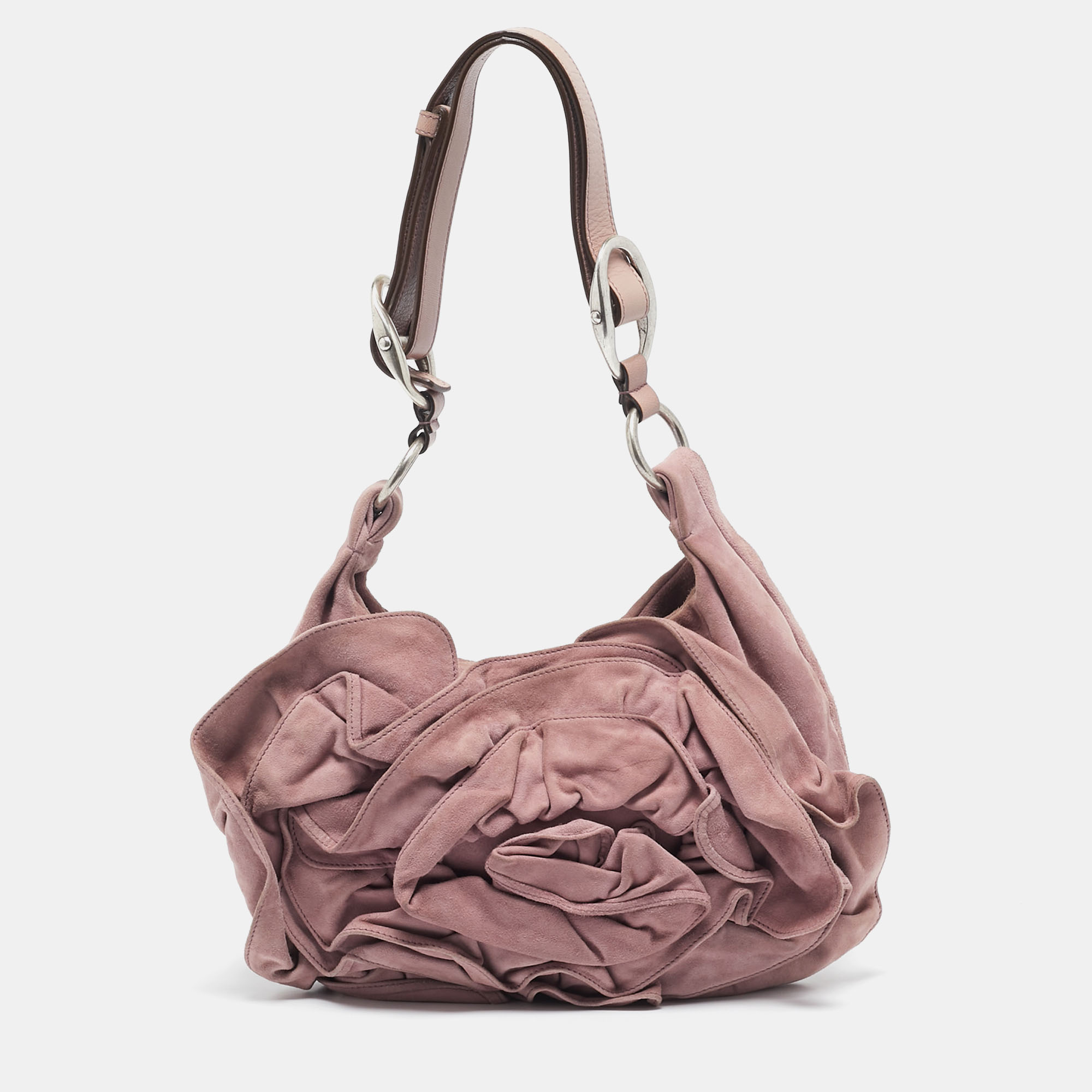 

Yves Saint Laurent Old Rose Leather and Suede Nadia Hobo, Pink