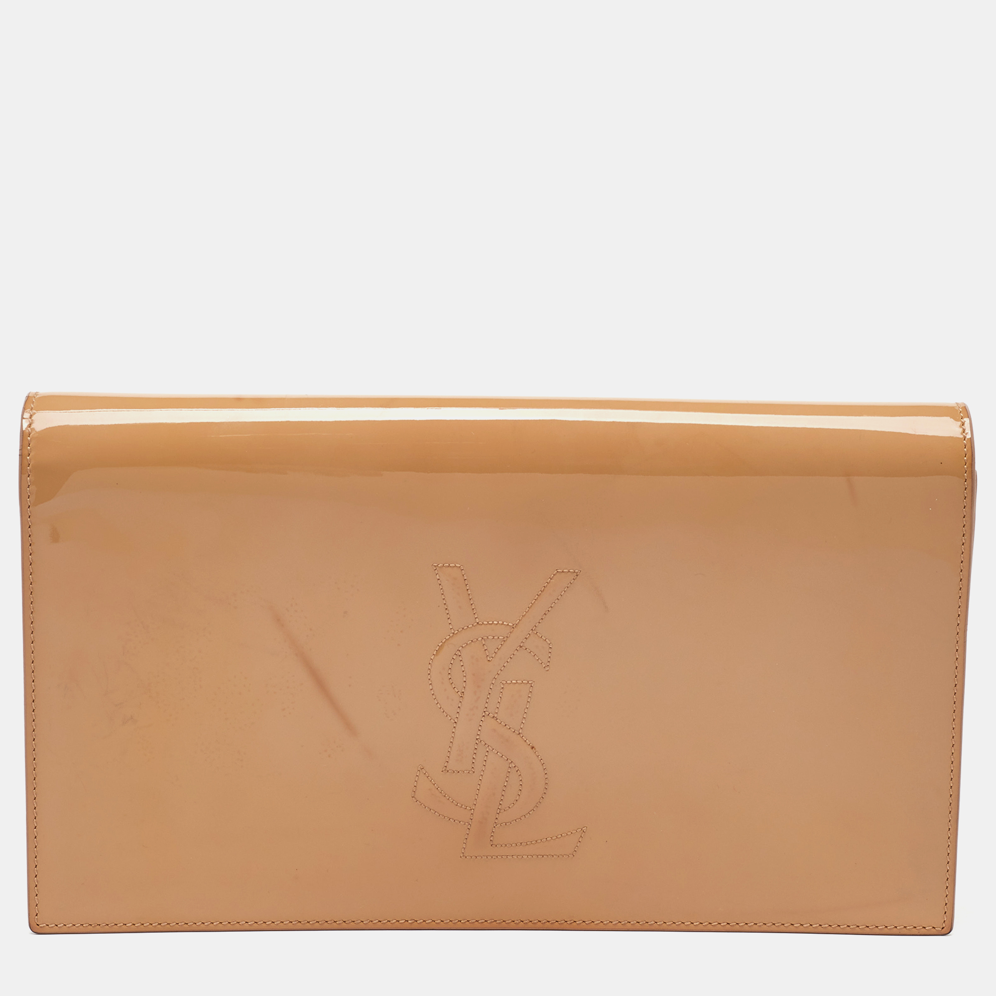 

Yves Saint Laurent Beige Patent Leather Belle De Jour Flap Clutch