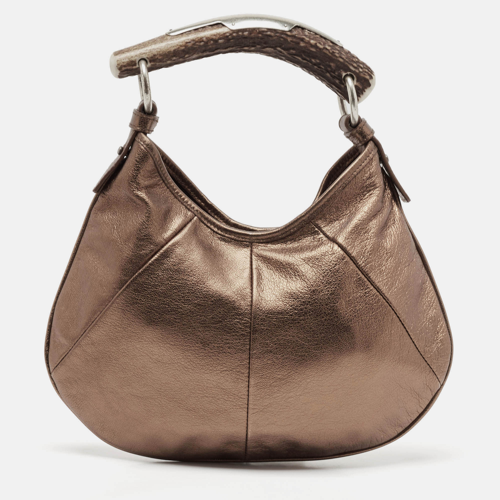 

Yves Saint Laurent Bronze Leather Mini Mombasa Hobo, Metallic