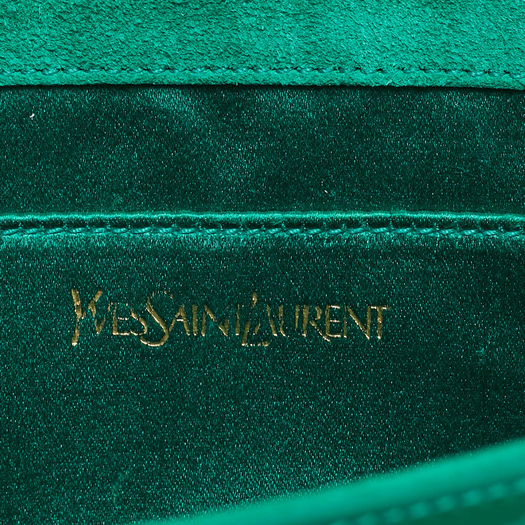 Yves Saint Laurent Green Patent Leather Belle De Jour Flap Clutch 