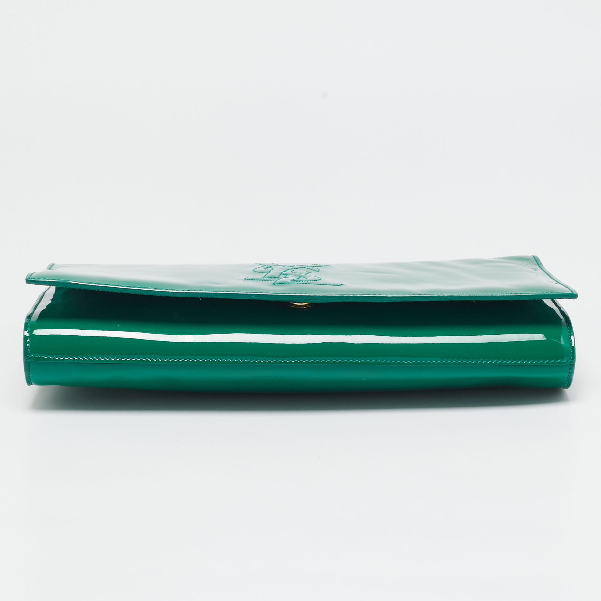 Yves Saint Laurent Green Patent Leather Belle De Jour Flap Clutch 