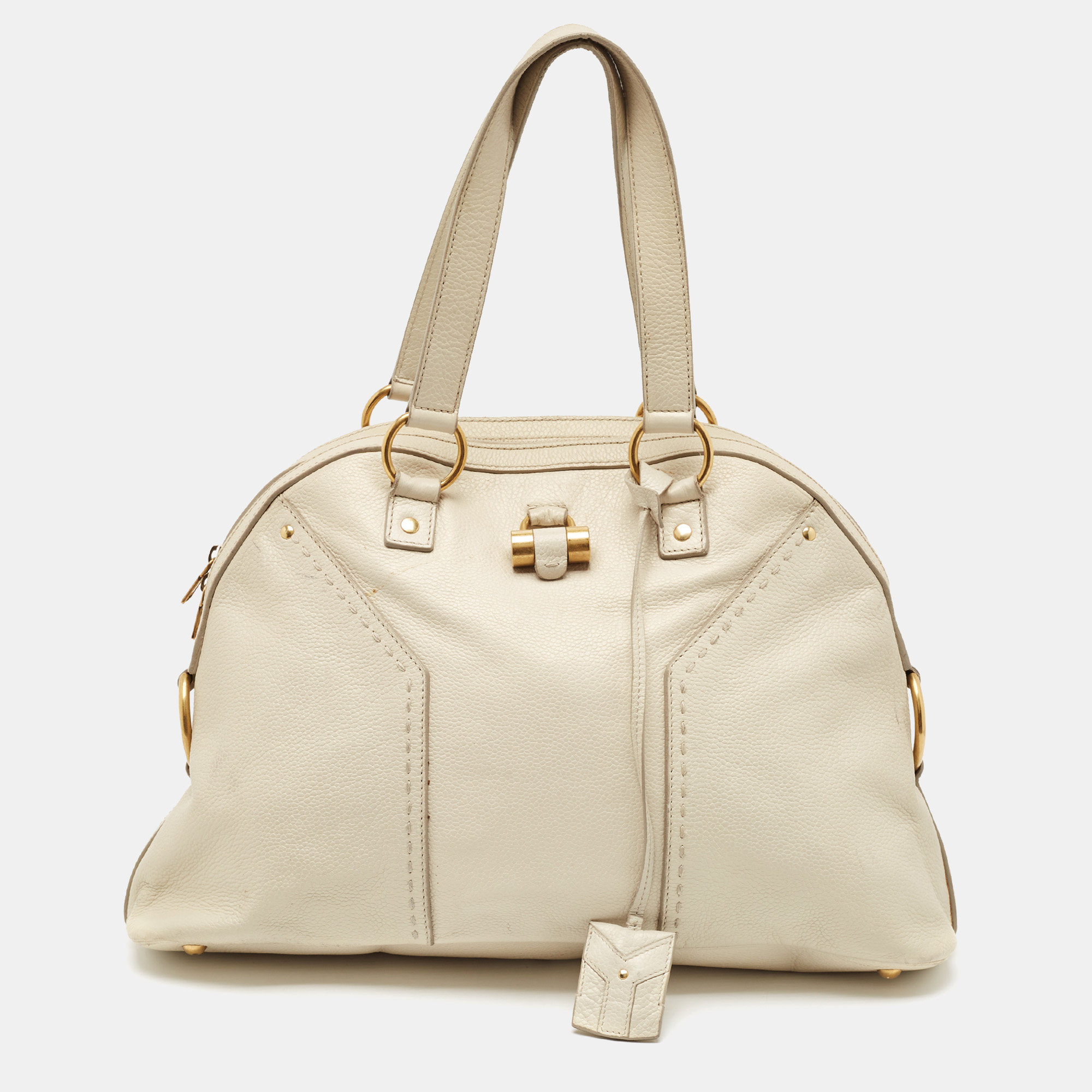 

Yves Saint Laurent Off White Leather  Muse Satchel