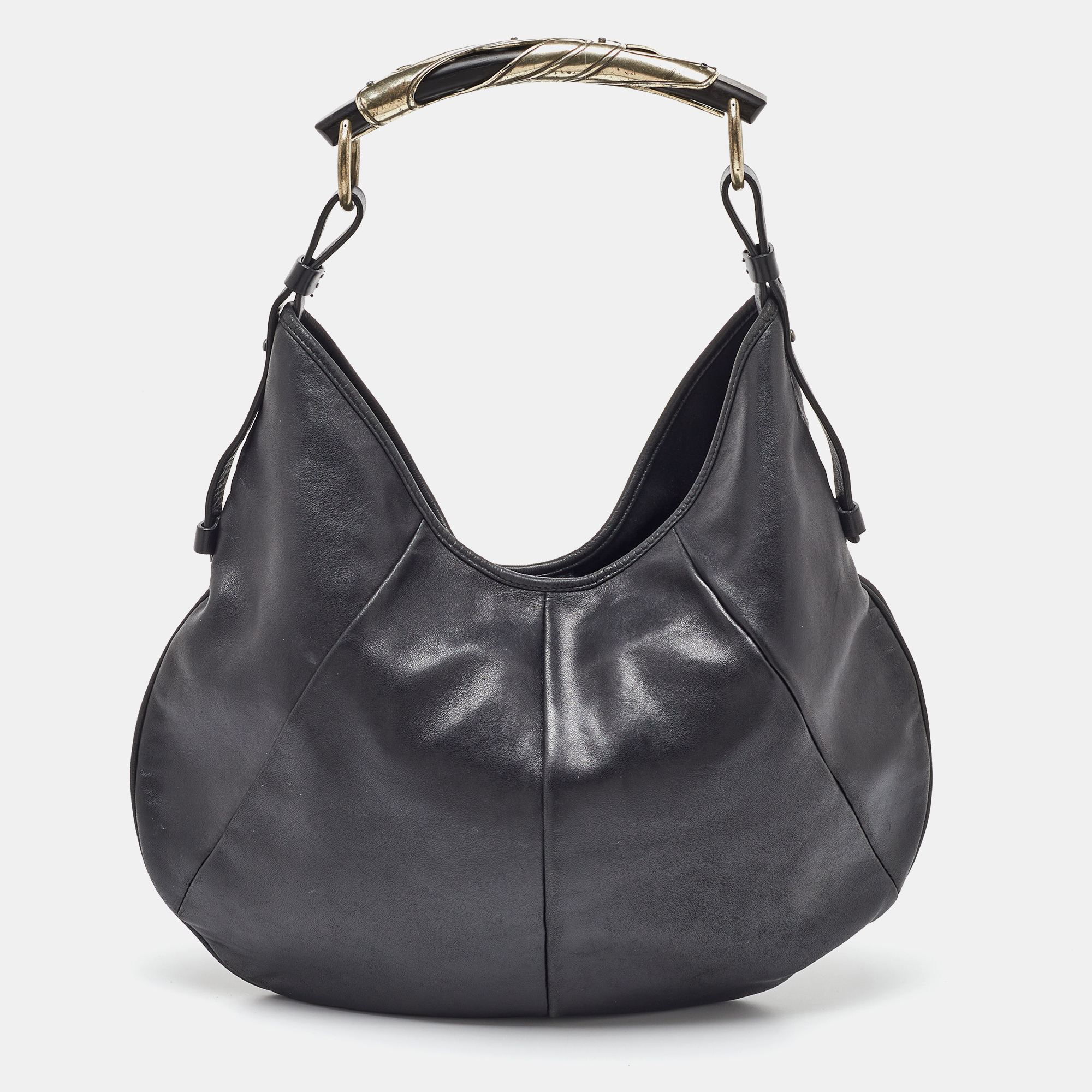 

Yves Saint Laurent Black Leather Mombasa Hobo