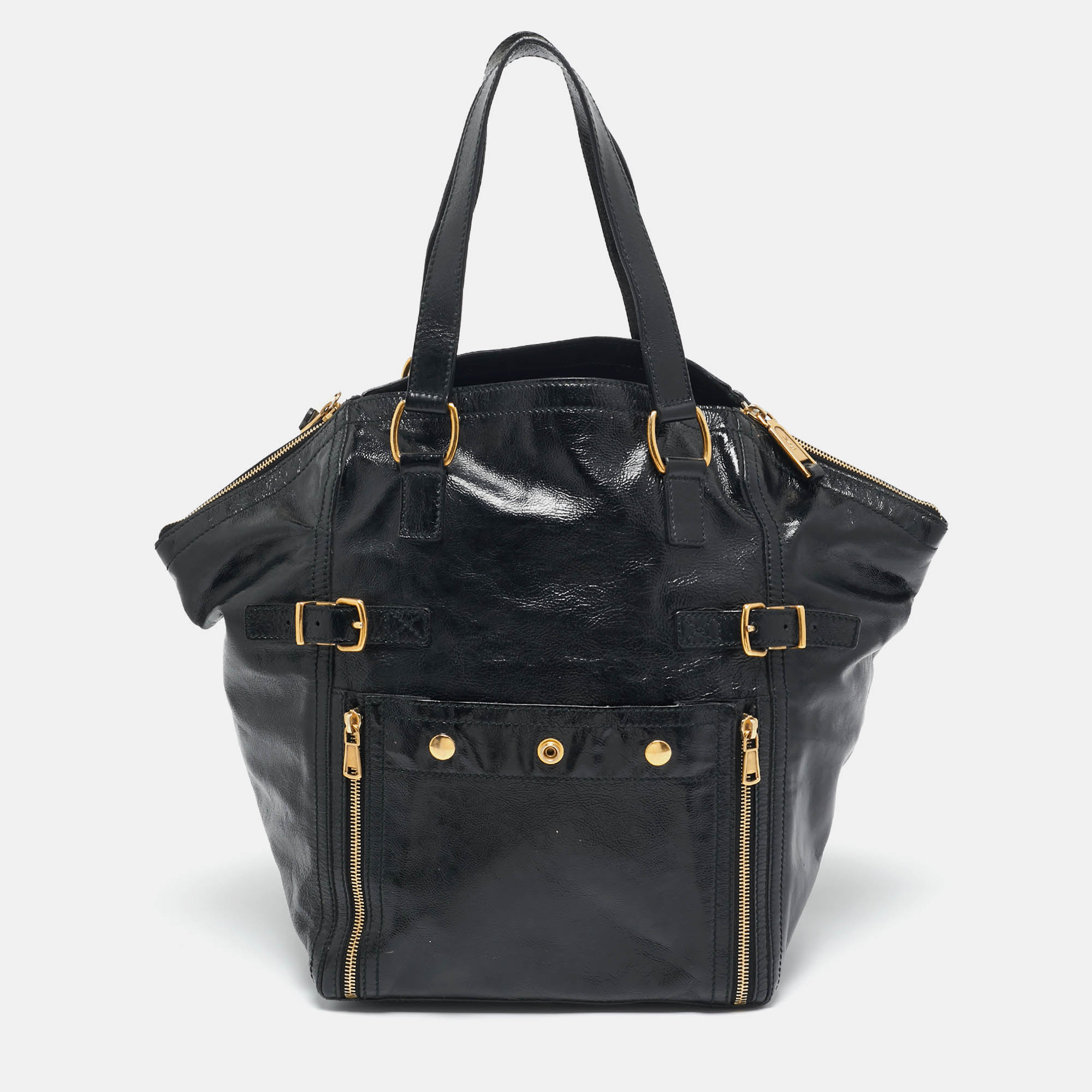 

Yves Saint Laurent Black Patent Leather Large Downtown Tote