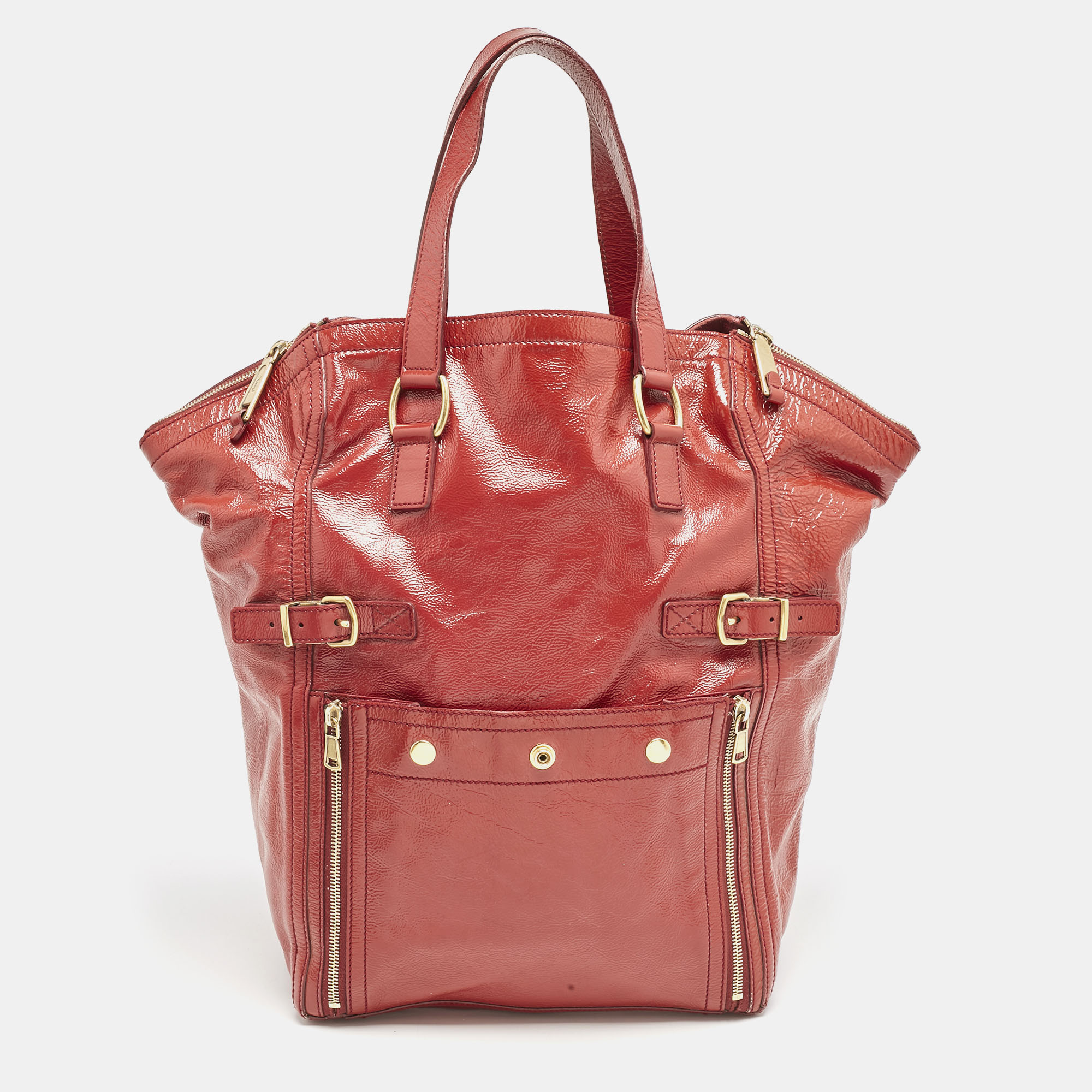 

Yves Saint Laurent Red Patent Leather  Downtown Tote