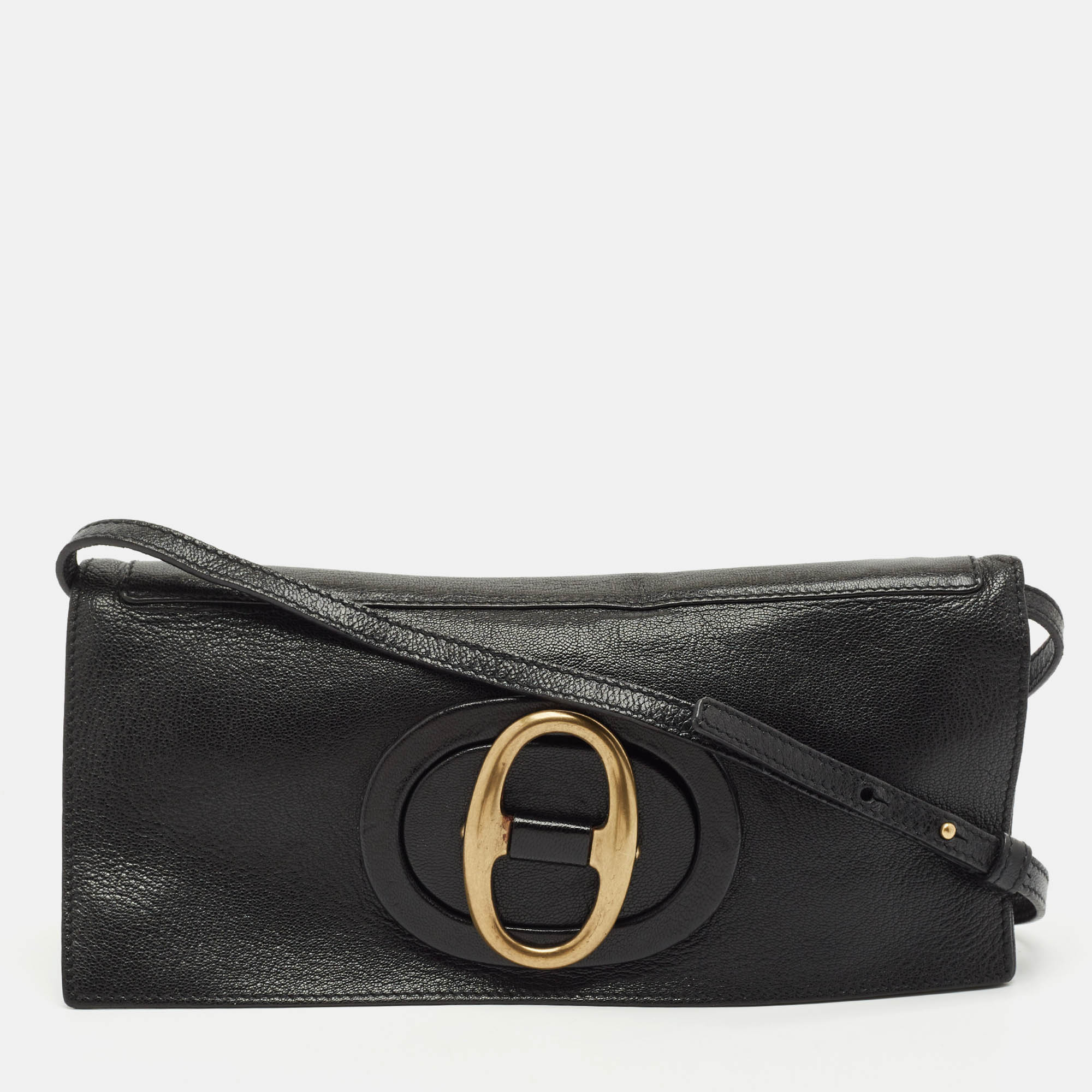 

Yves Saint Laurent Black Leather Flap Clutch Bag