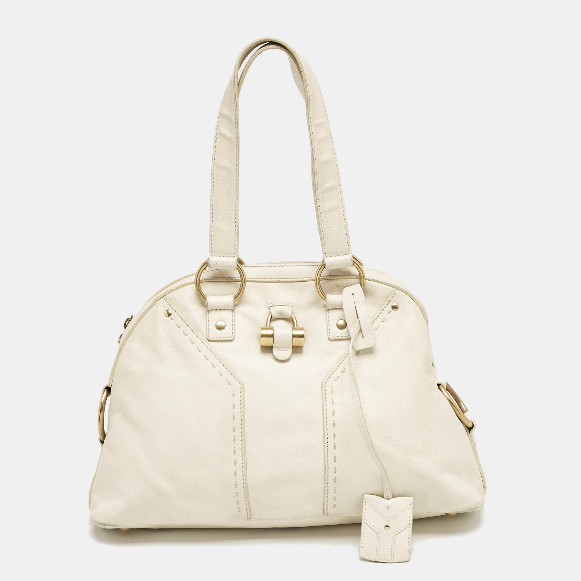 

Yves Saint Laurent Off White Leather Muse Satchel