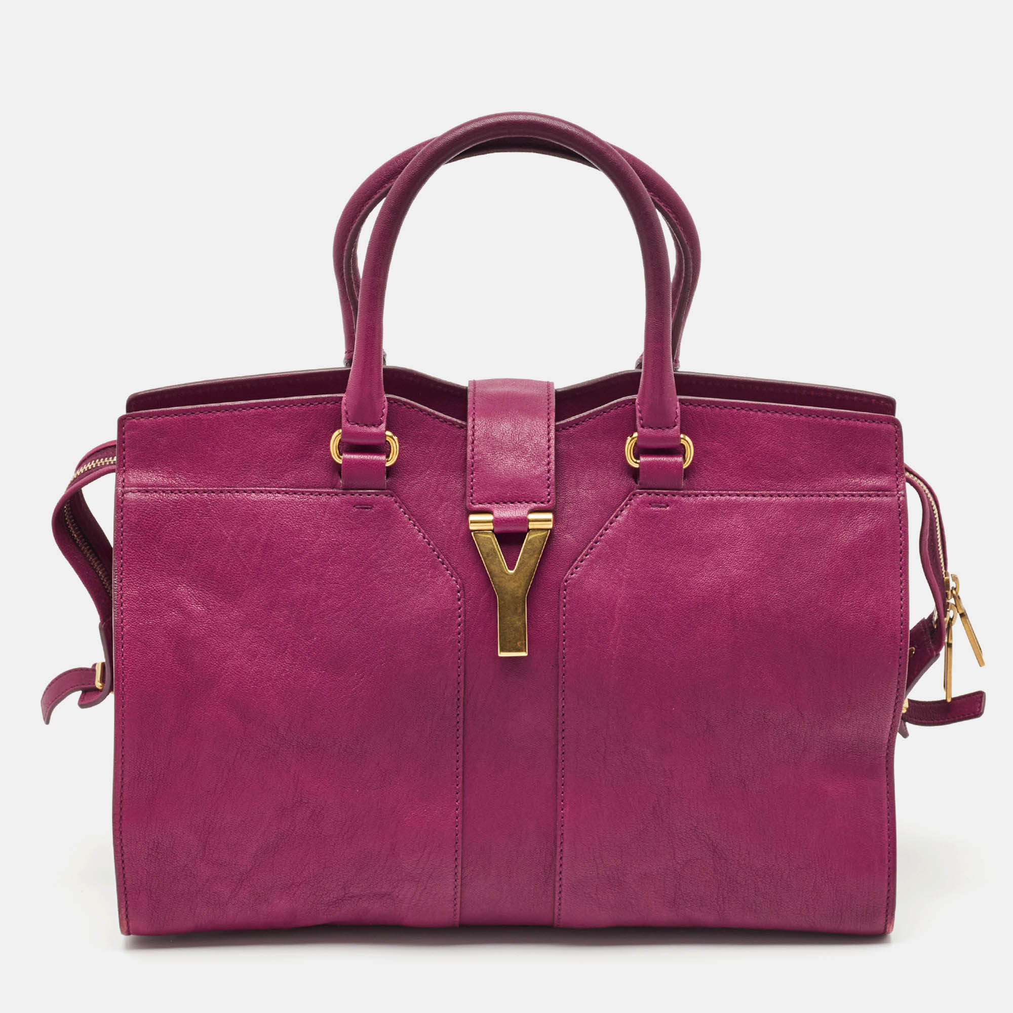 

Yves Saint Laurent Magenta Leather  Cabas Chyc Tote, Pink
