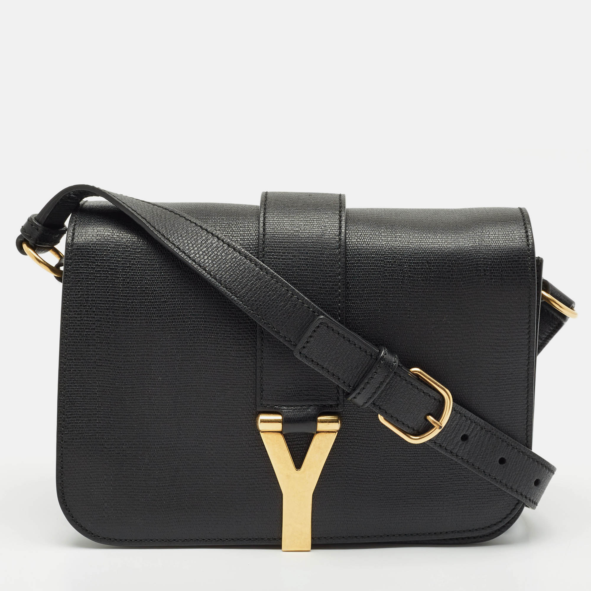 

Yves Saint Laurent Black Leather  Chyc Flap Bag