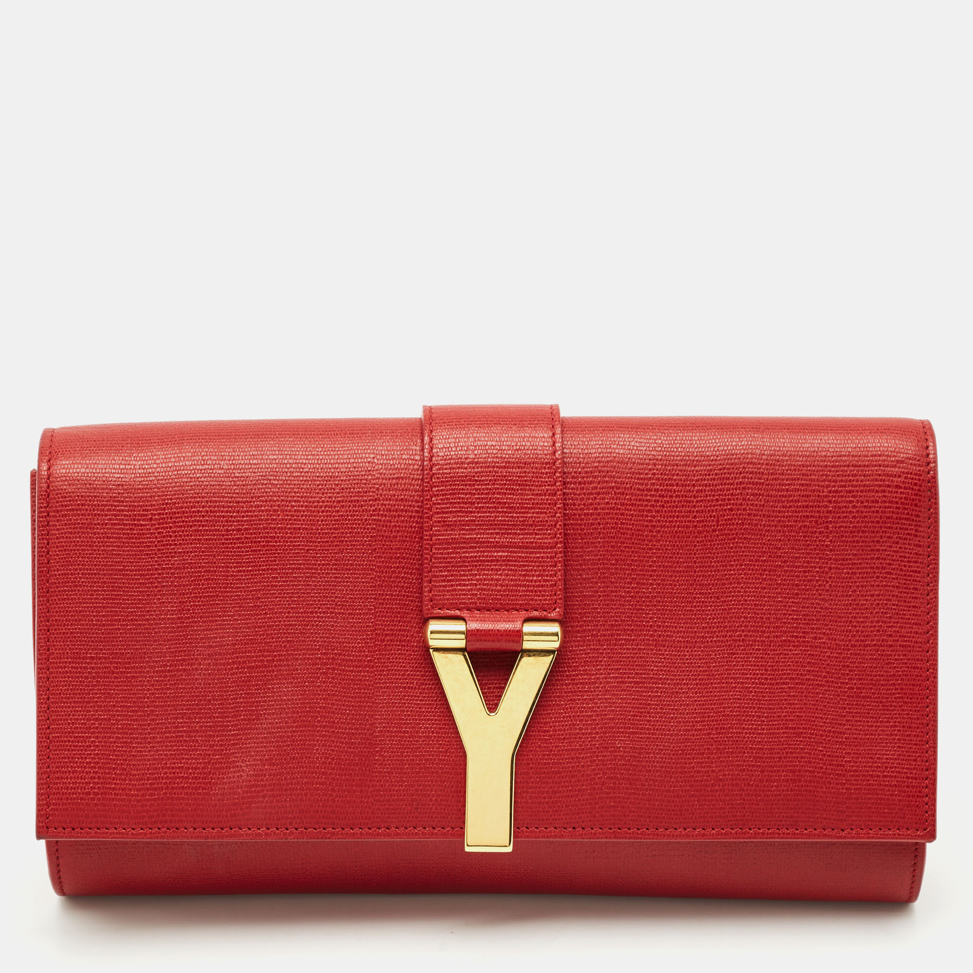 

Yves Saint Laurent Red Leather Ligne Y Clutch