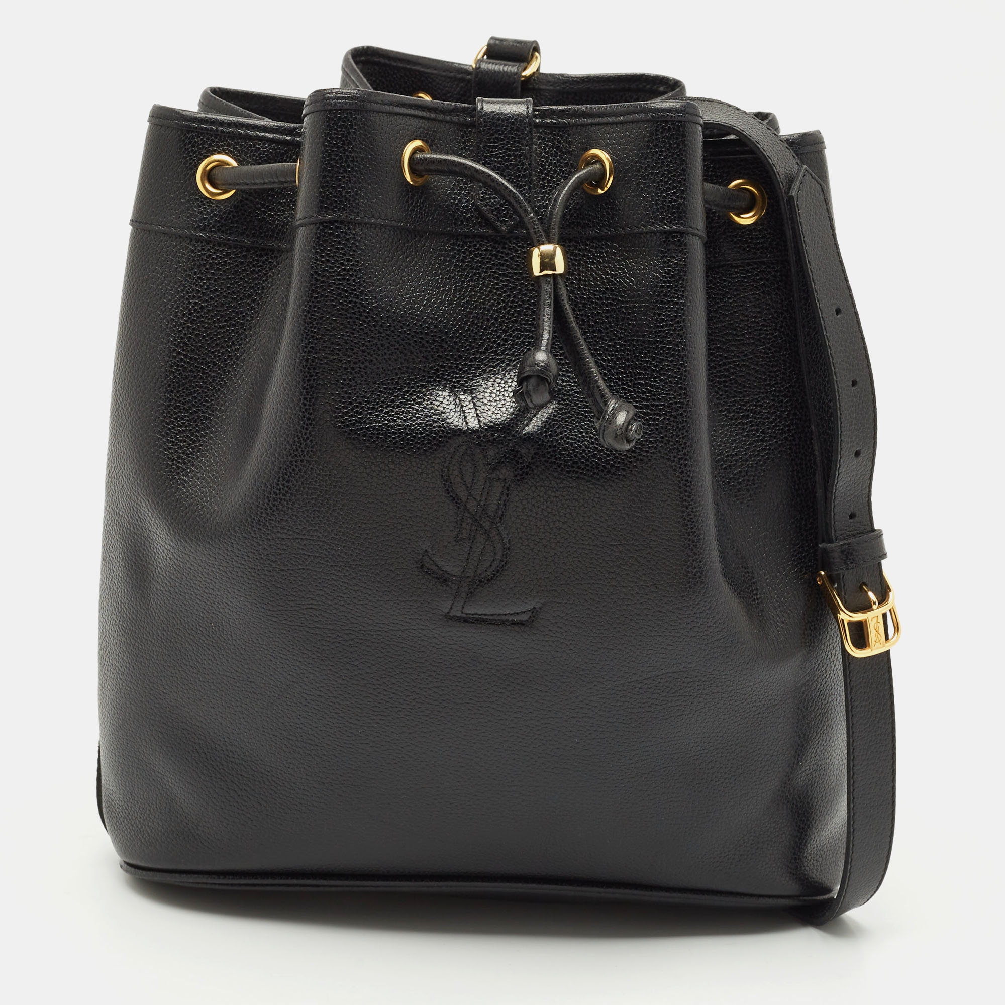 

Yves Saint Laurent Black Leather Vintage Bucket Bag