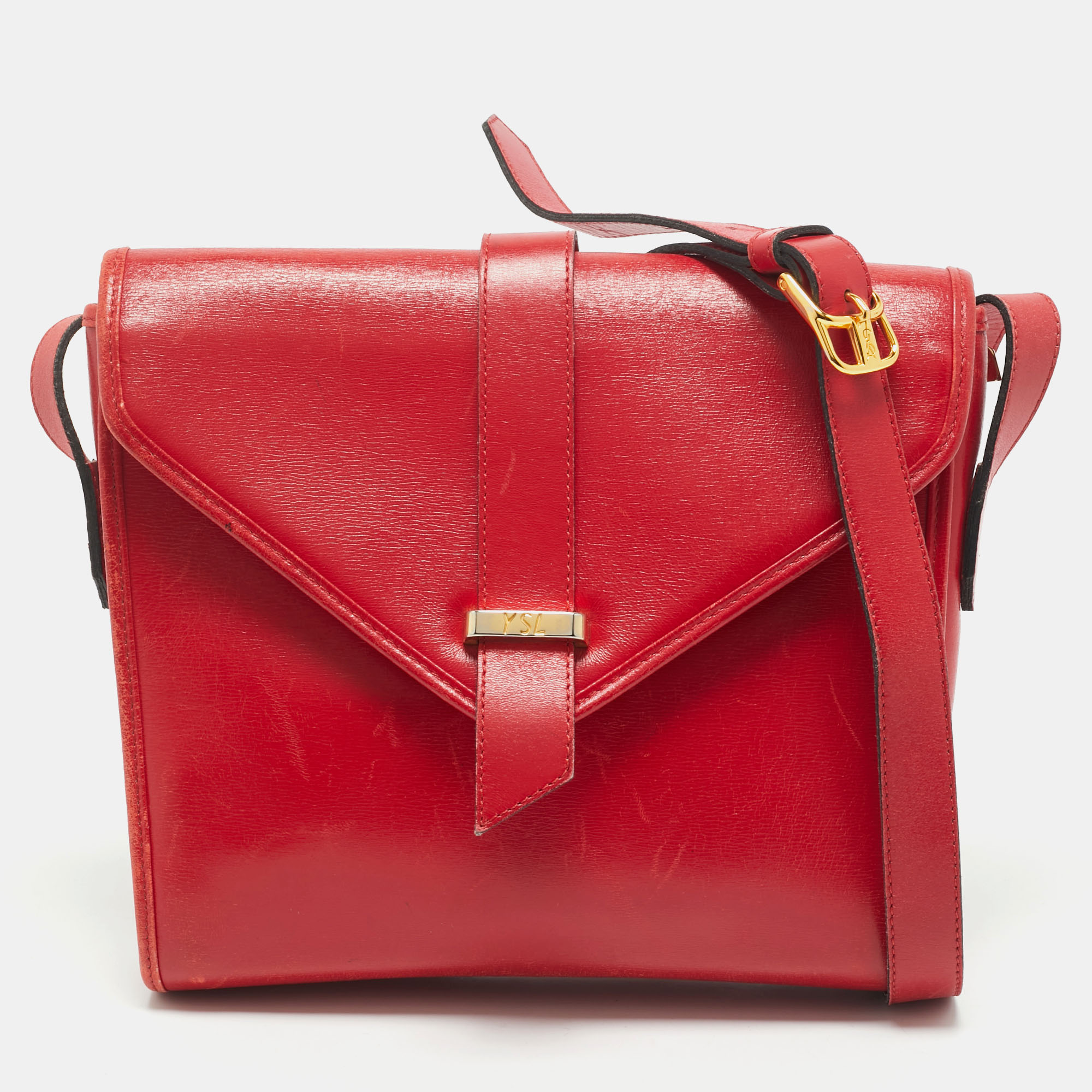 

Yves Saint Laurent Red Leather Vintage Flap Crossbody Bag