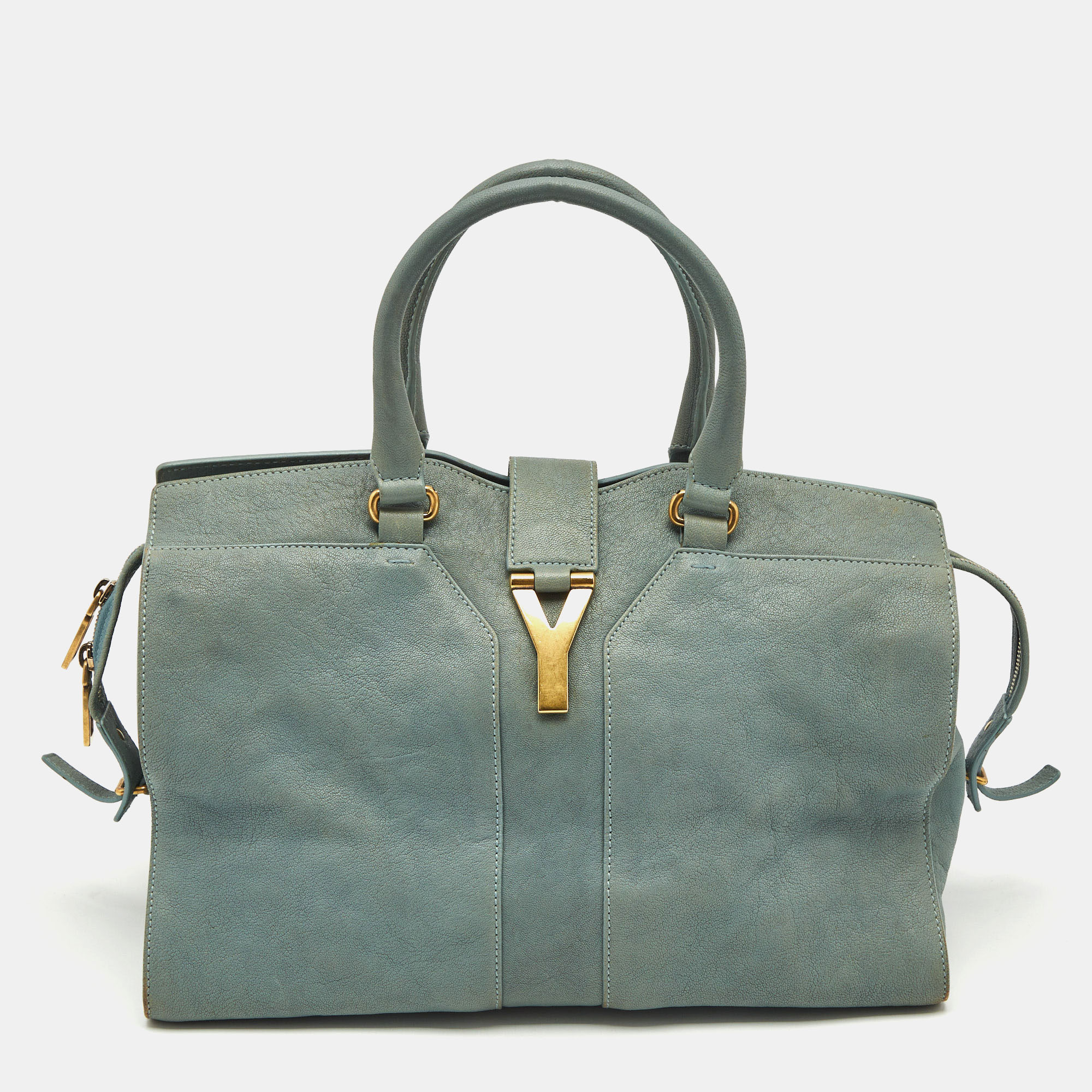 

Yves Saint Laurent Light Blue Leather  Cabas Chyc Tote
