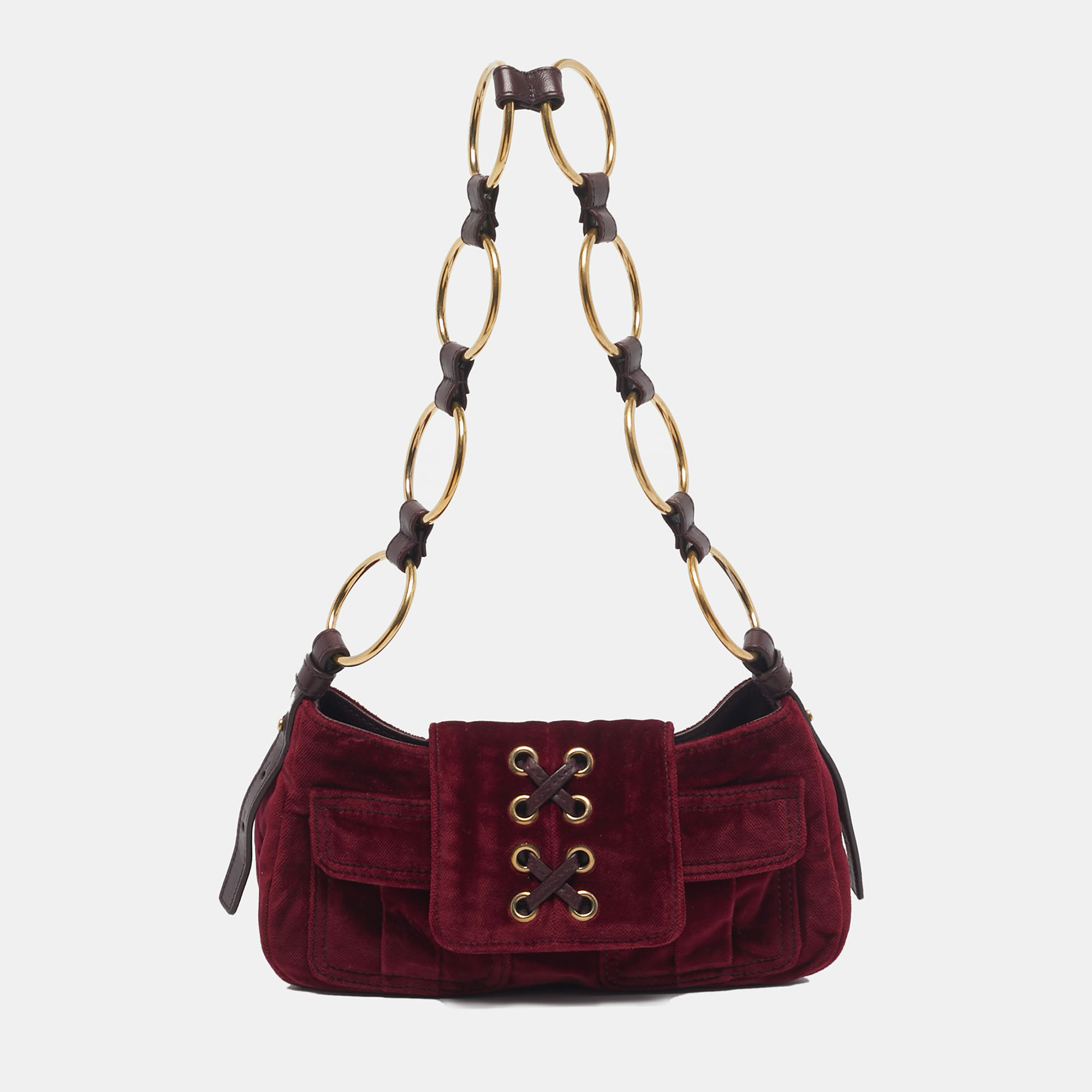 

Yves Saint Laurent Velvet  Parisienne Shoulder Bag, Burgundy