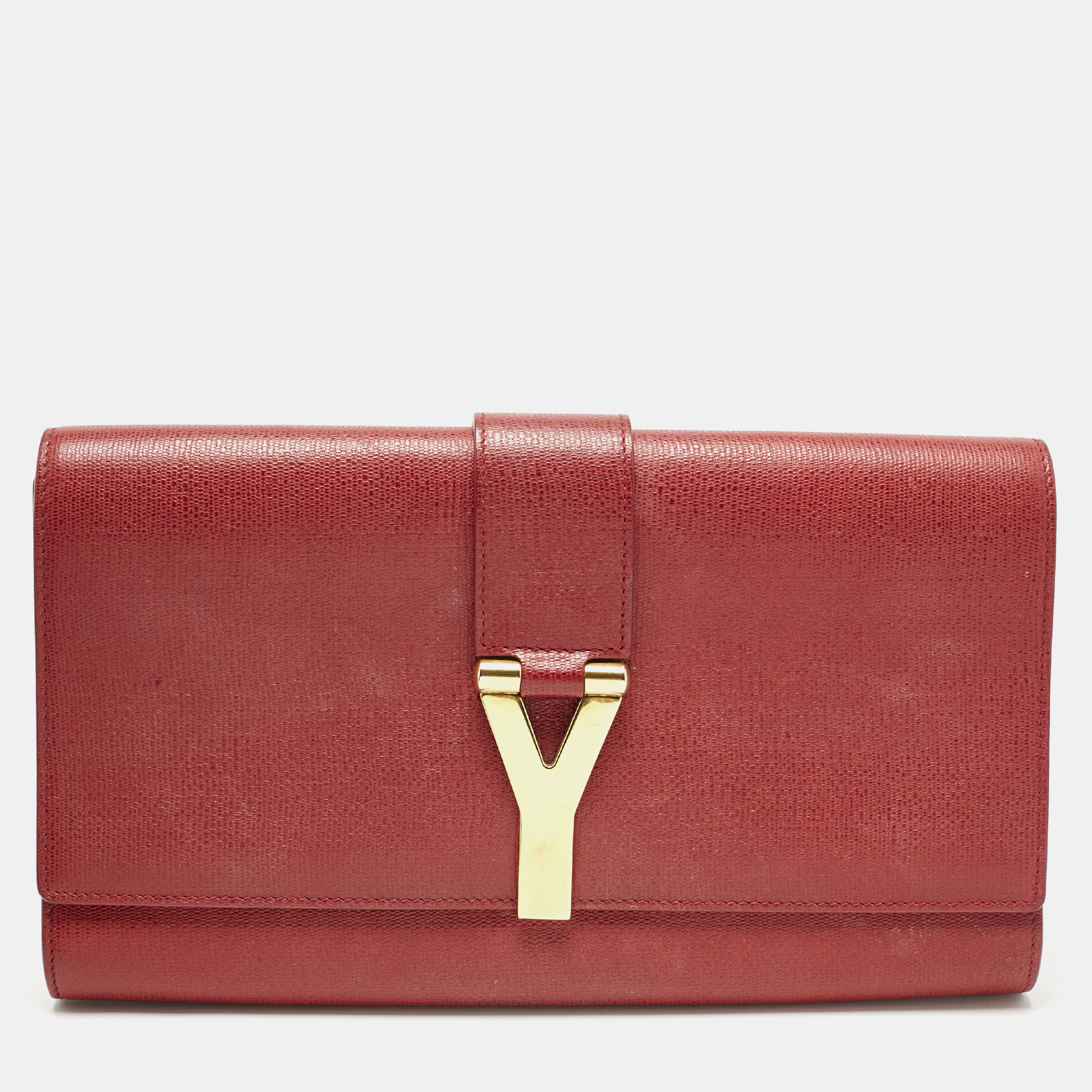 

Yves Saint Laurent Red Leather Ligne Y Clutch
