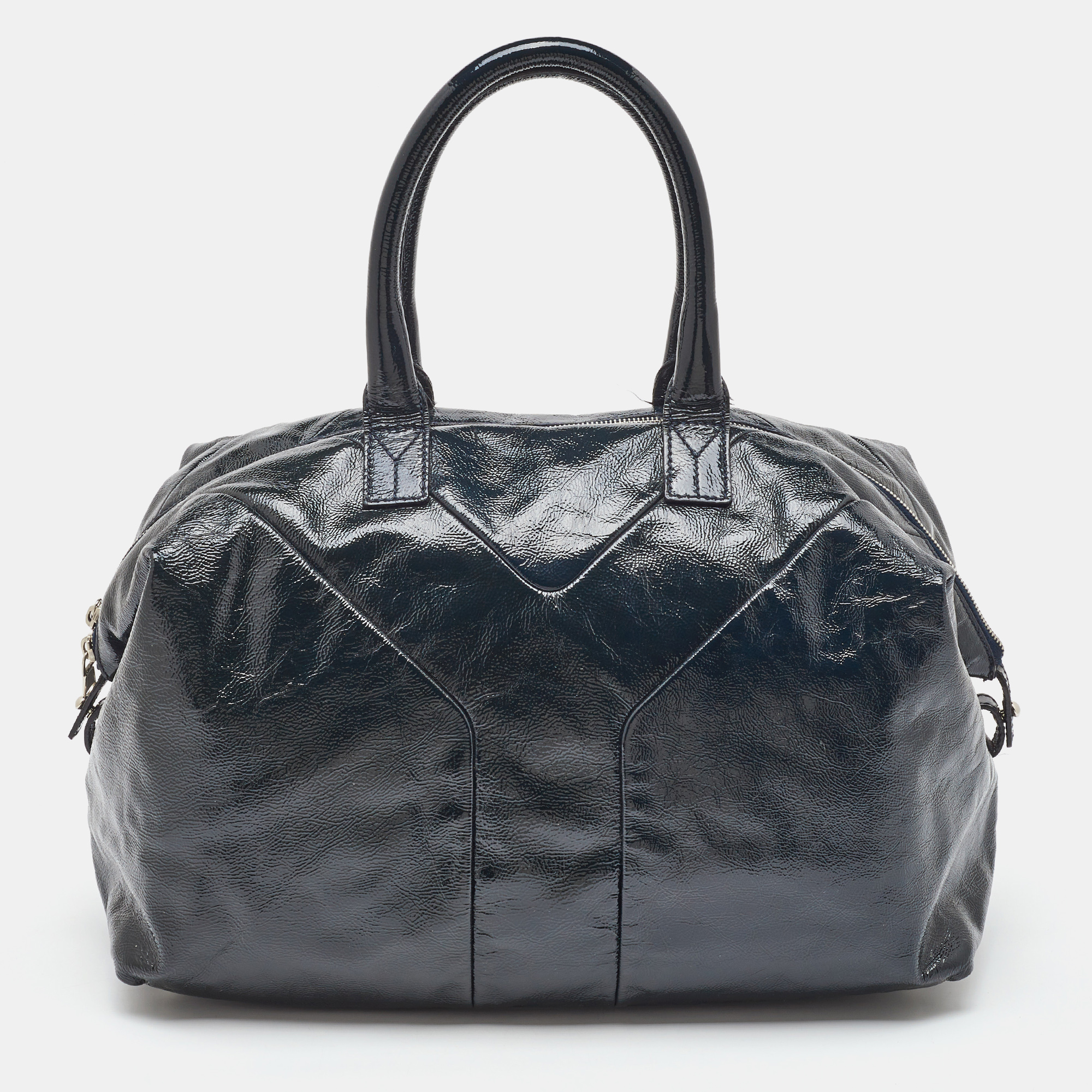 Pre-owned Saint Laurent Midnight Blue Patent Leather Easy Y Satchel