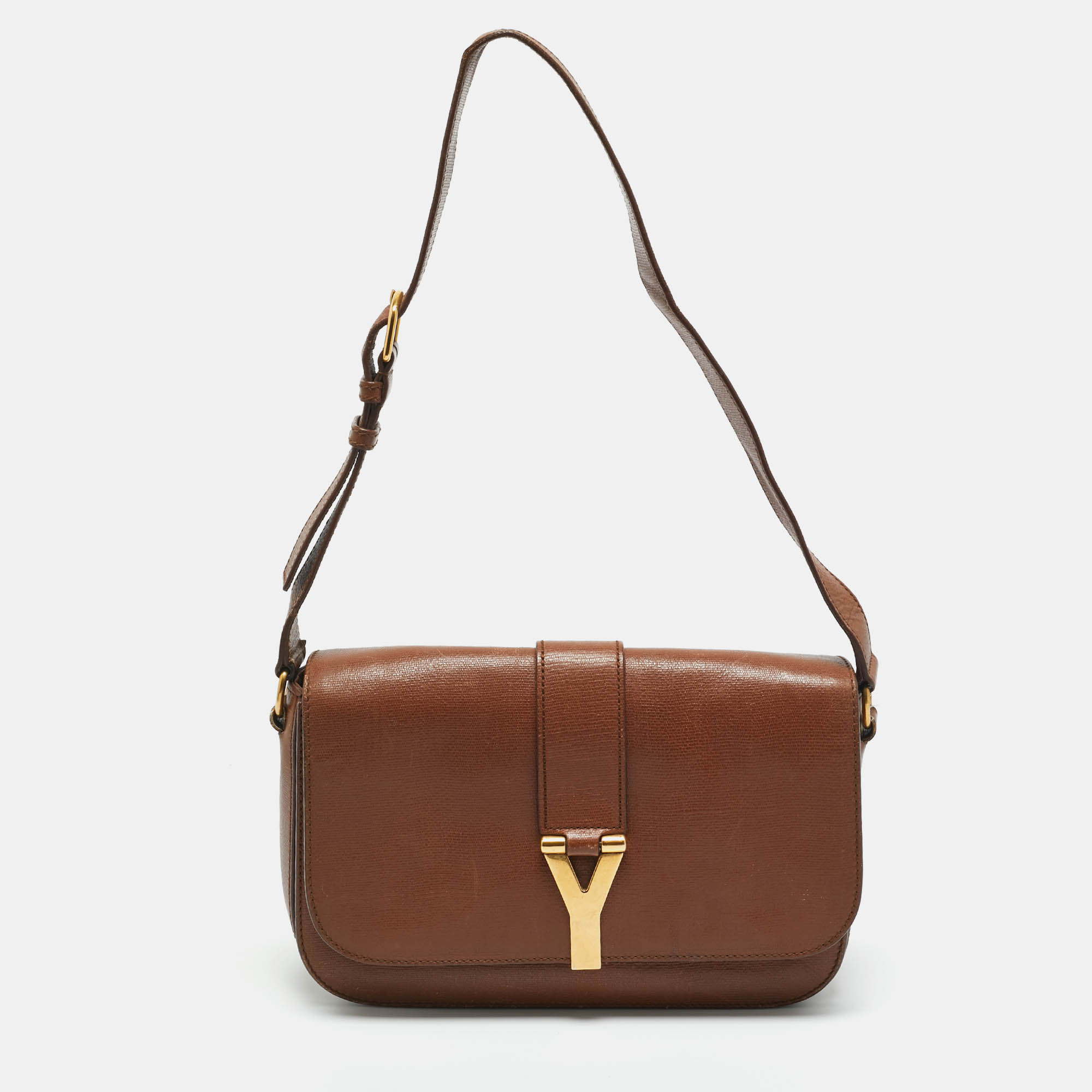 

Yves Saint Laurent Brown Leather  Chyc Flap Shoulder Bag