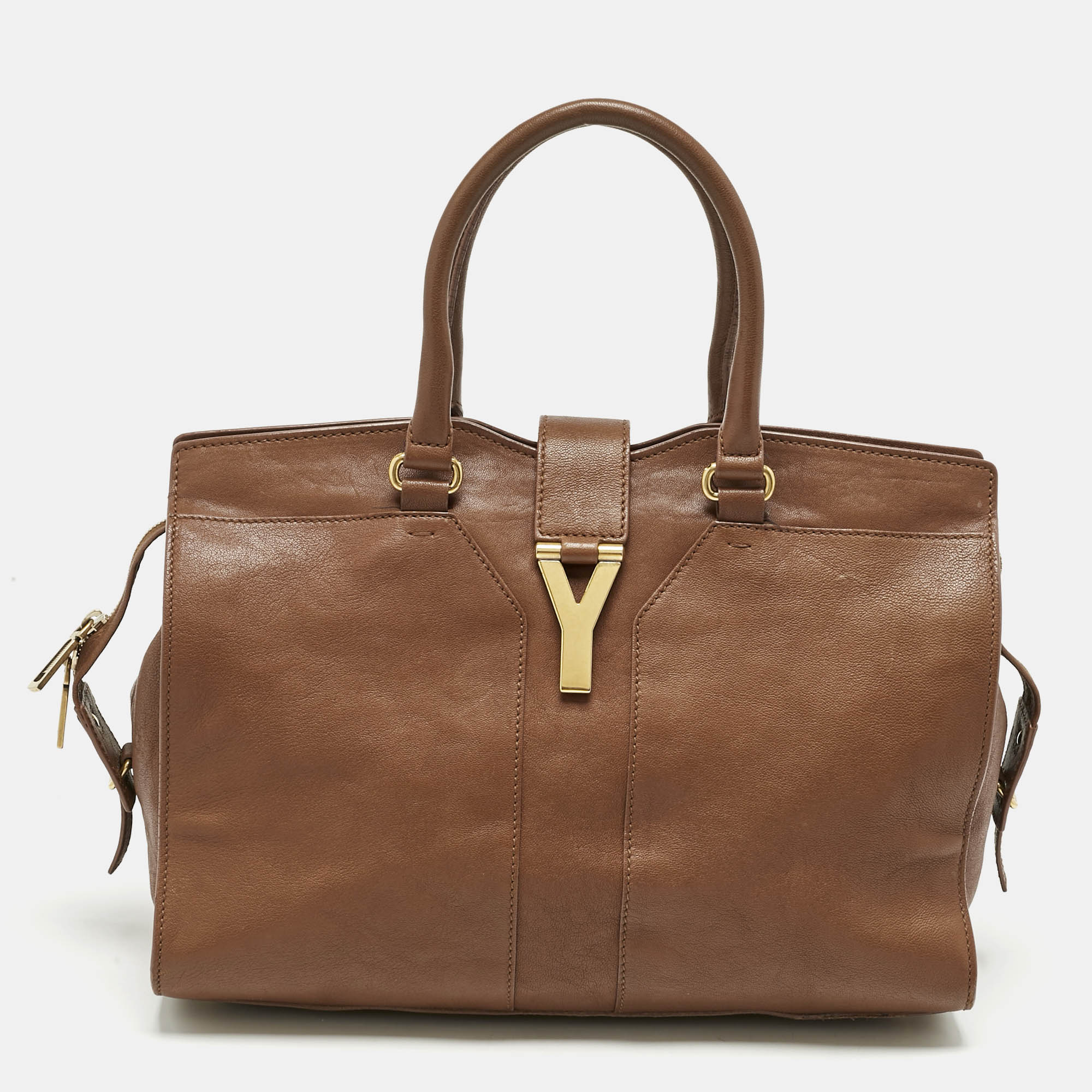 

Yves Saint Laurent Brown Leather Medium Cabas Chyc Tote