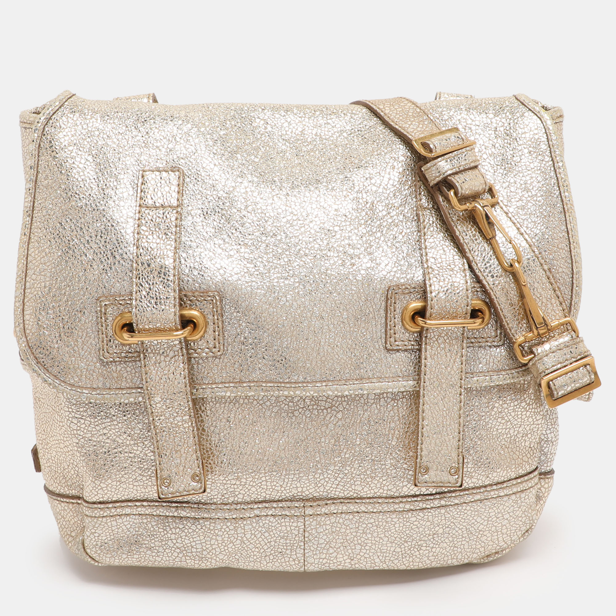 

Yves Saint Laurent Metallic Gold Leather Besace Shoulder Bag
