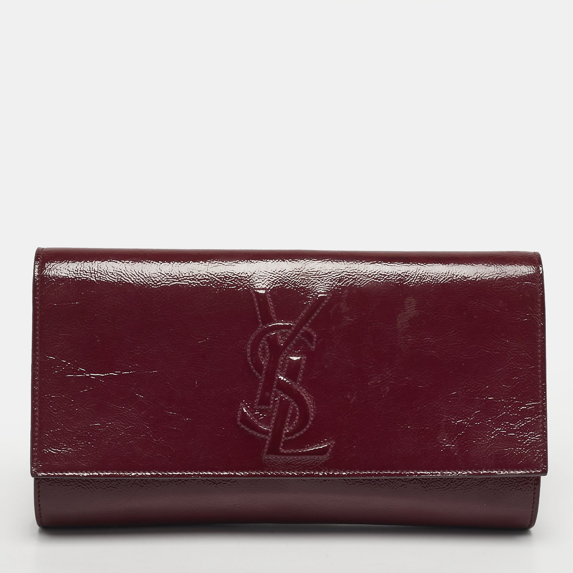 

Yves Saint Laurent Belle De Jour Burgundy Patent Leather Clutch