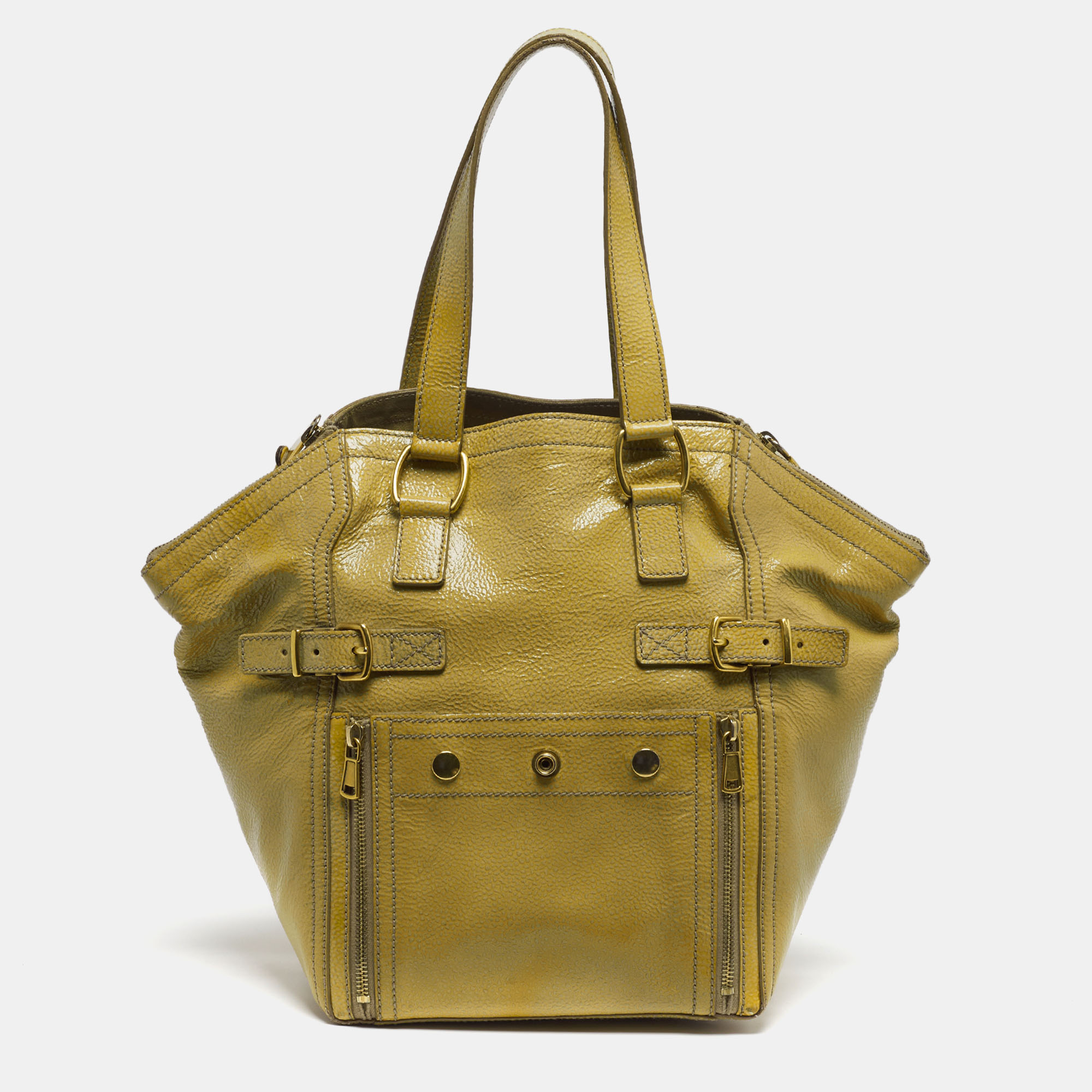 

Yves Saint Laurent Downtown  Cream Patent Leather Tote